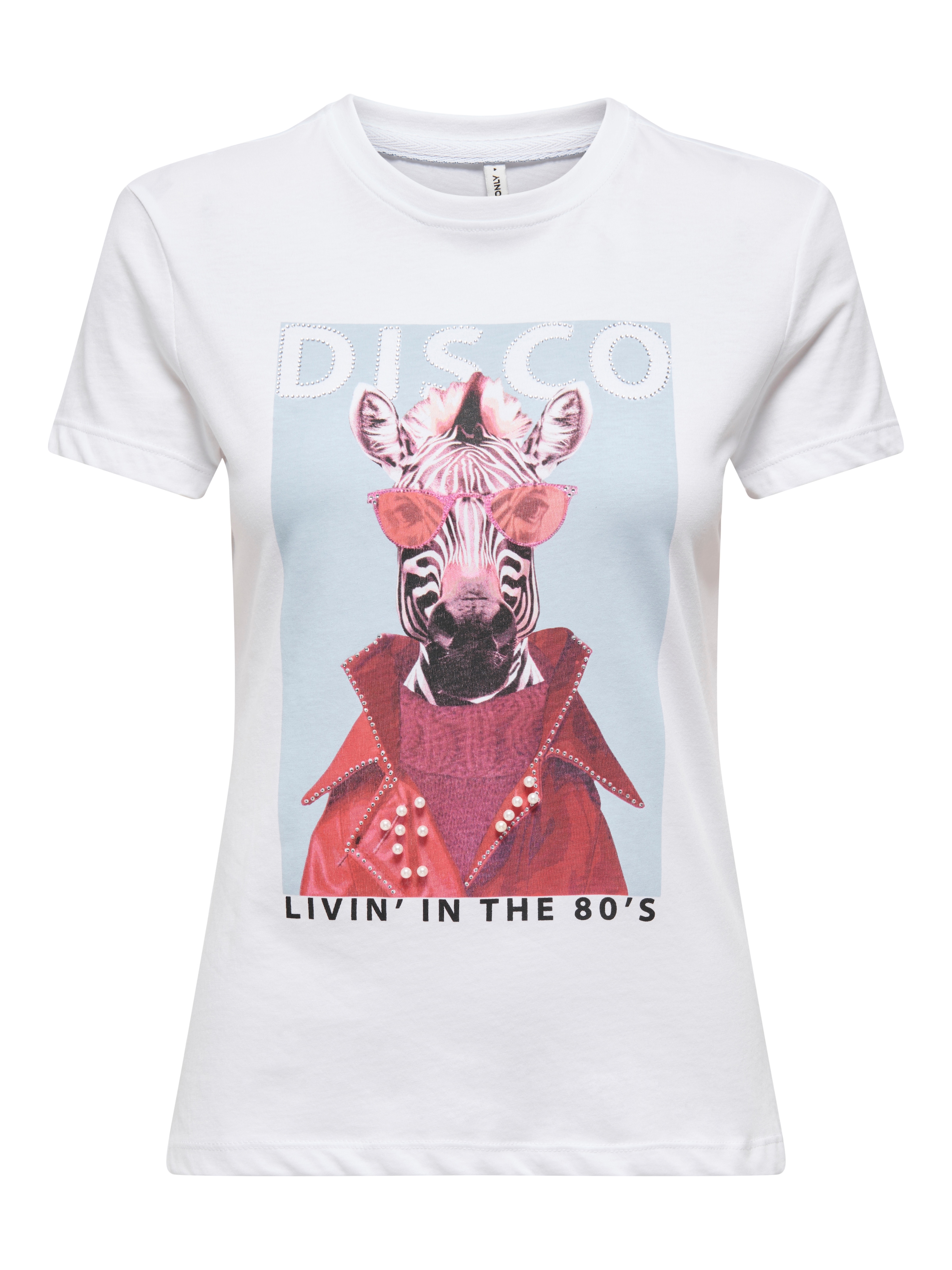 ONLY Kurzarmshirt »ONLVIBE LIFE S/S GLASSES TOP BOX JRS« Baumwolle, regular fit, Rundhals