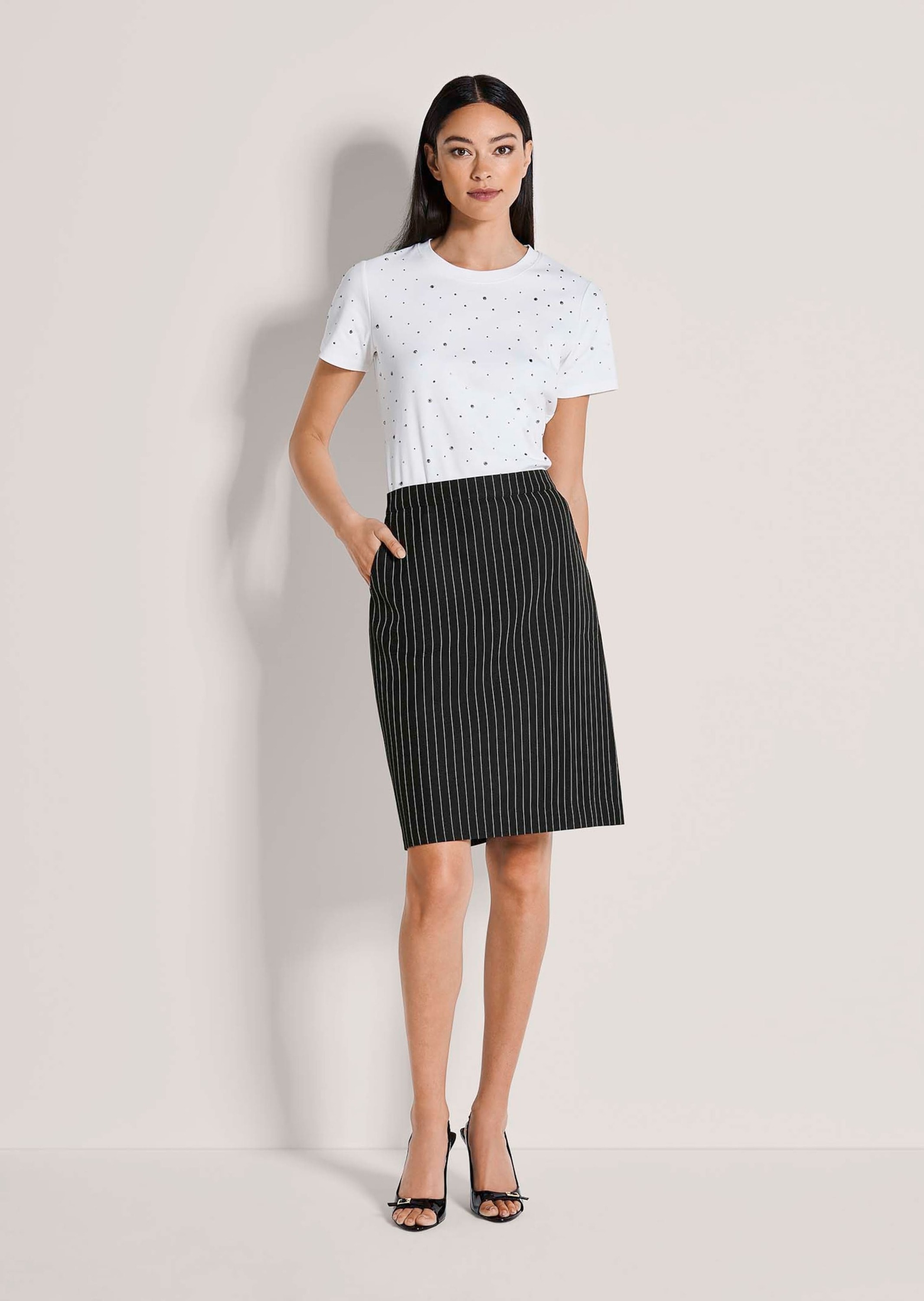 MADELEINE Bleistiftrock »Midirock Bleistiftrock mit Nadelstreifen« Feine Nadelstreifen