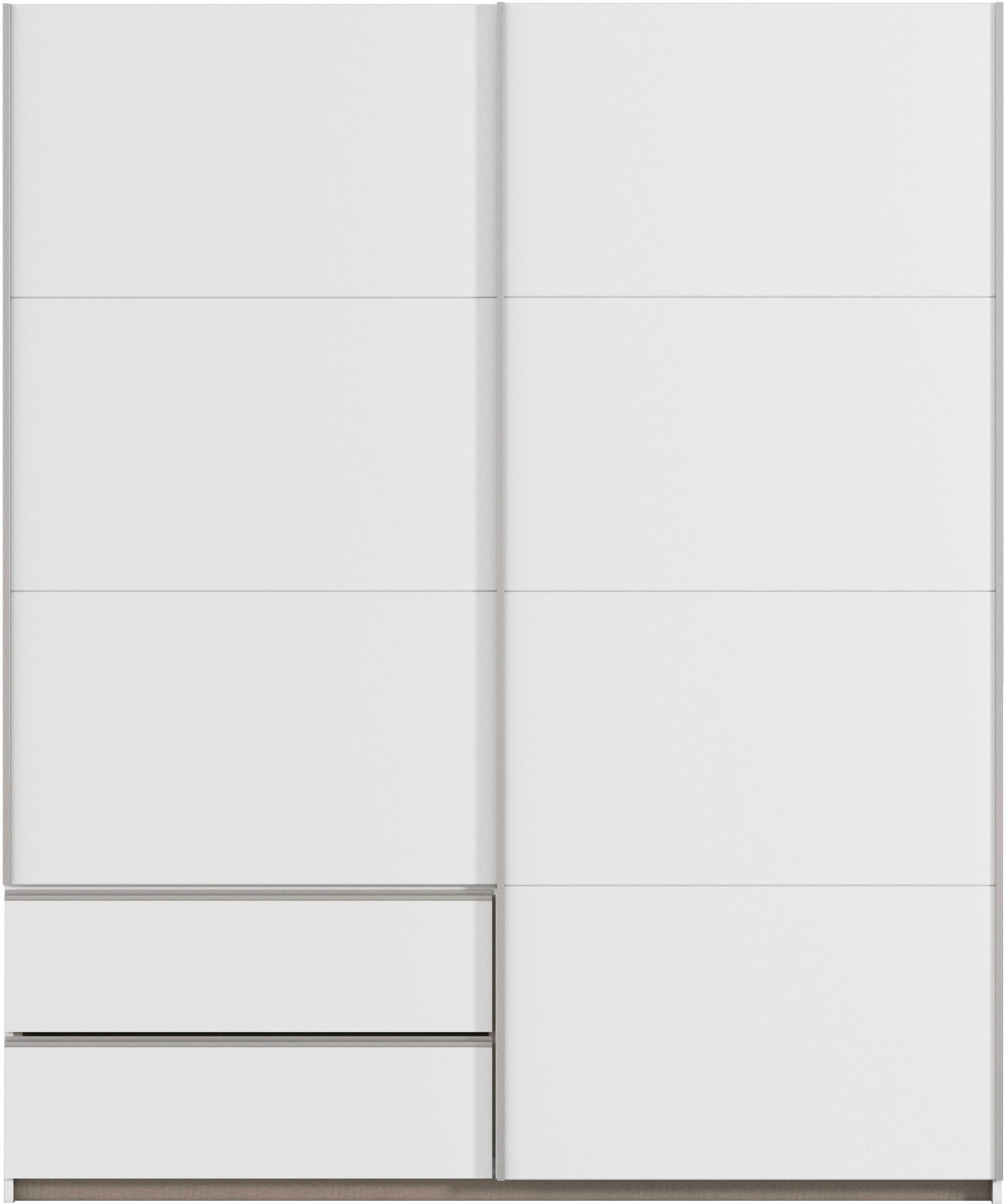 rauch Schwebetürenschrank »Kleiderschrank Schrank Garderobe Wäscheschrank SEVILLA«, (in 3 verschiedenen Ausstattungen BASIC/CLASSIC/PREMIUM), Metall-Griffleisten alufarben oder Graumetallic MADE IN GERMANY