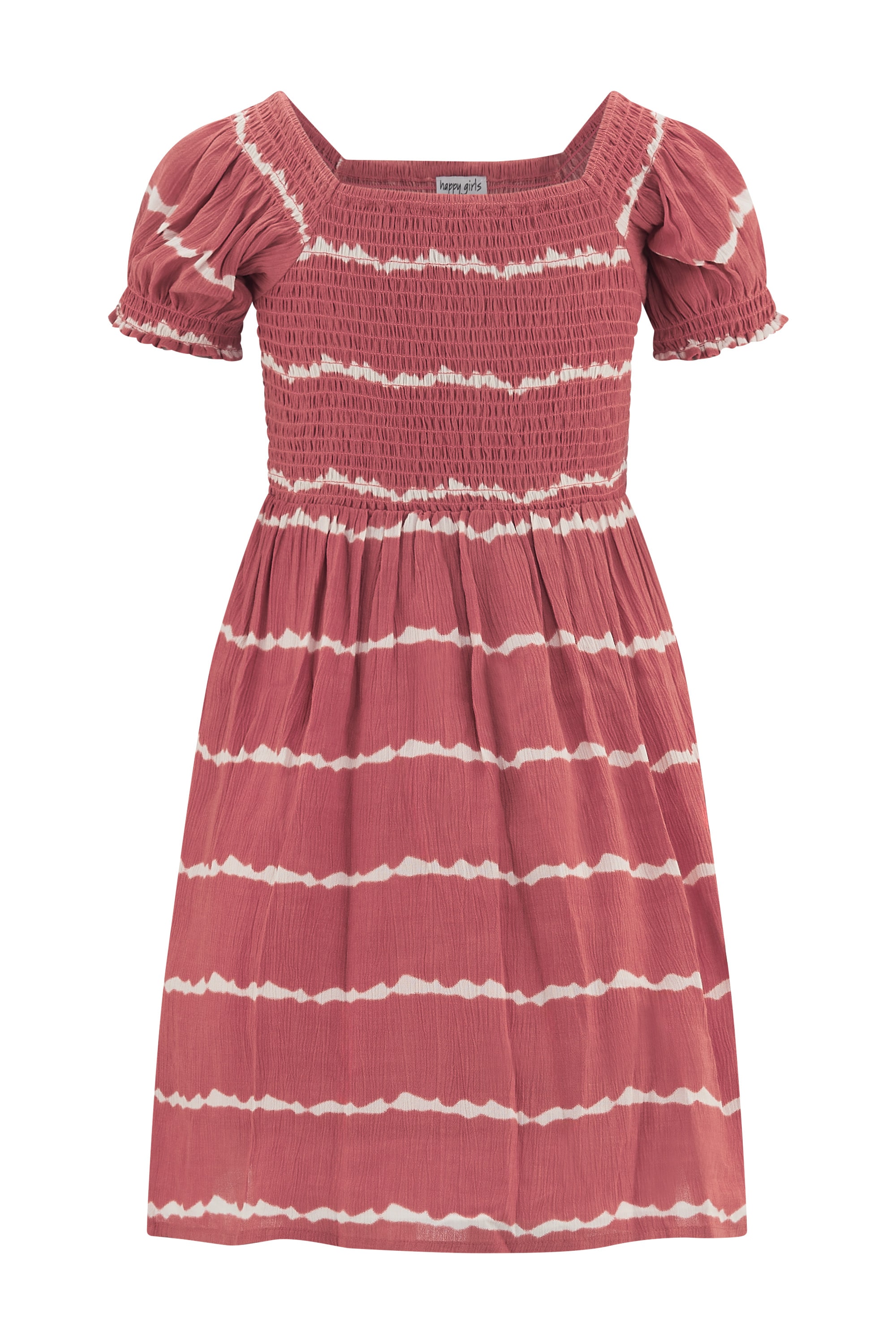 happy girls Druckkleid mit gesmoktem Oberteil