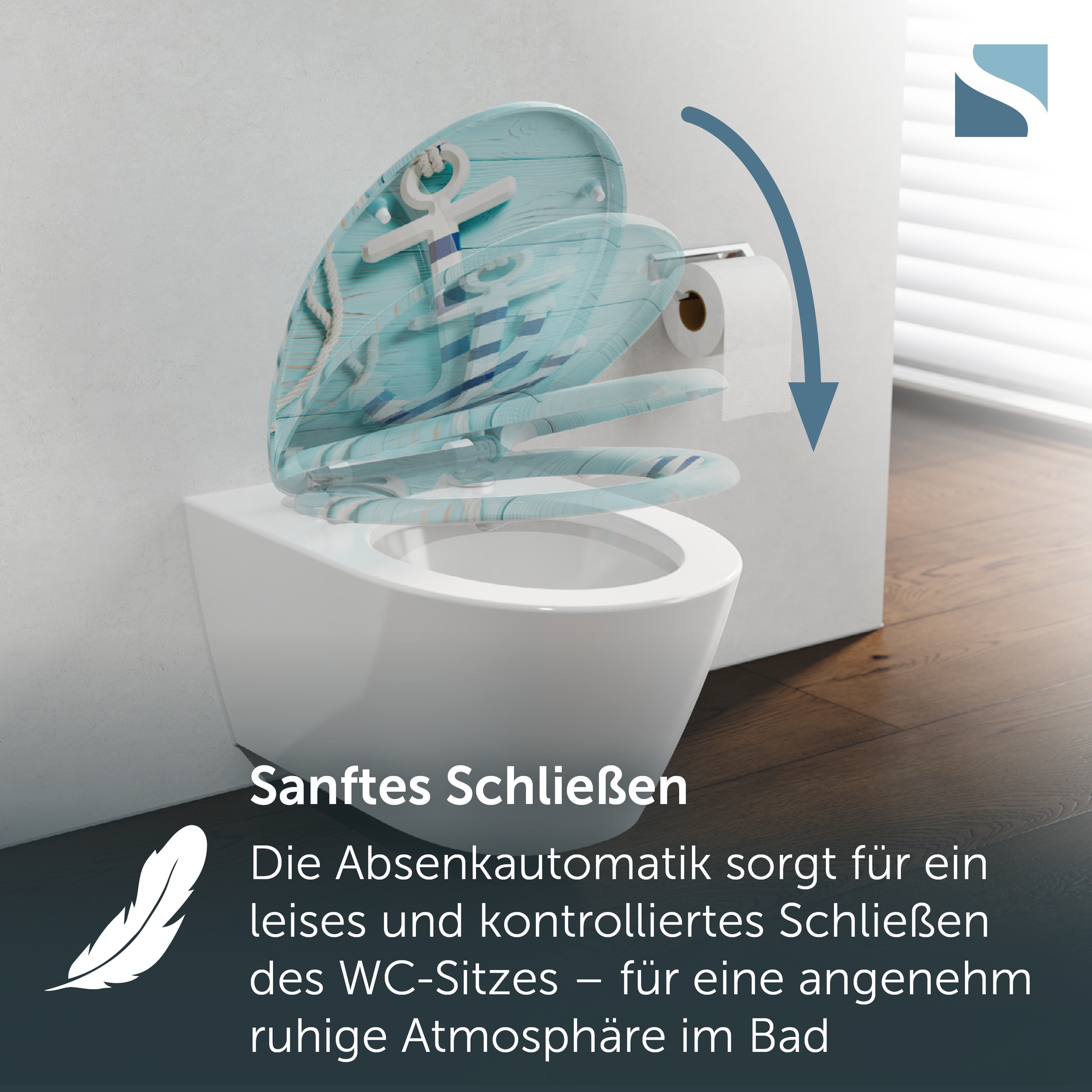 Schütte WC-Sitz »ANCHOR« Toilettendeckel, Absenkautomatik, Schnellverschluss, O-Form, bis 175kg