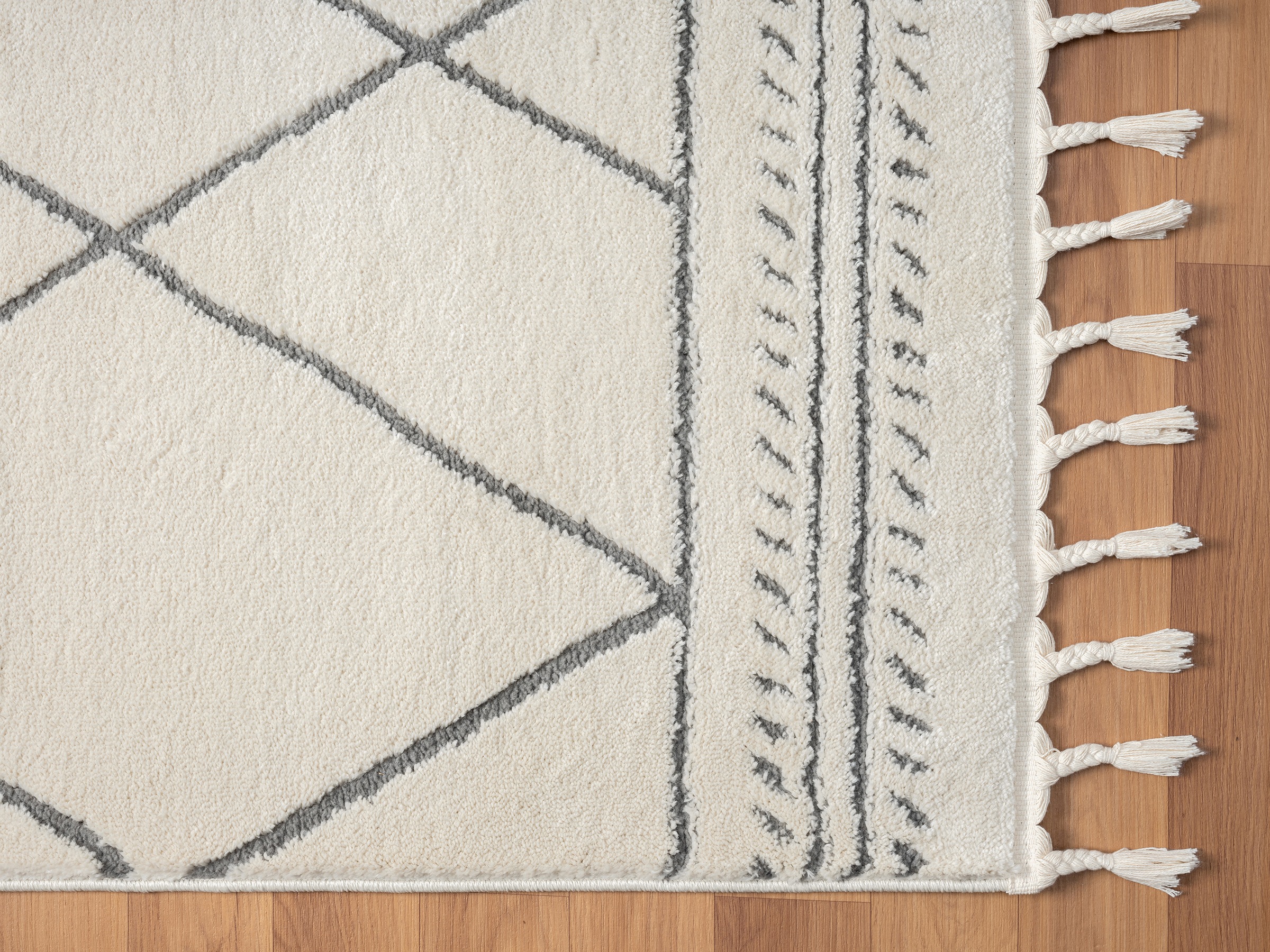 Myflair Möbel & Accessoires Hochflor-Teppich »Moroccan Design, LAGERRÄUMUNG!«, rechteckig, 24 mm Höhe, modern, marokkanisches Design, Rauten Muster, weich, mit Fransen