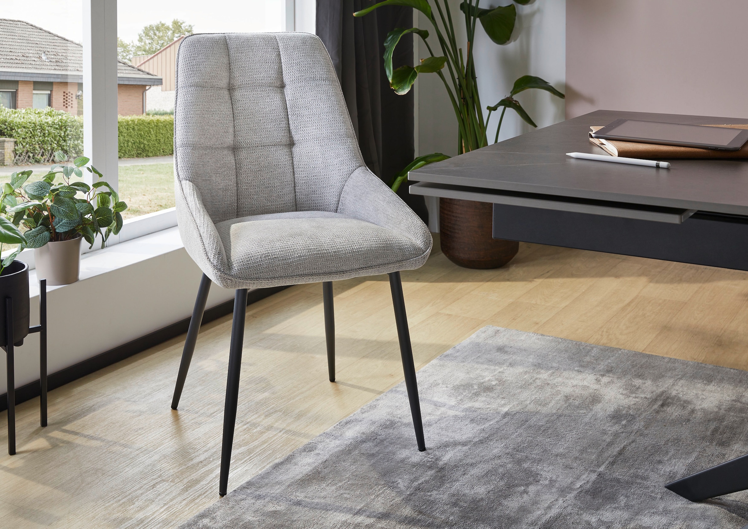 Jockenhöfer Gruppe Esszimmerstuhl »ROGER« (Set) 4 Stk.4-Fuss Stuhl, Webstoff, Schalenoptik