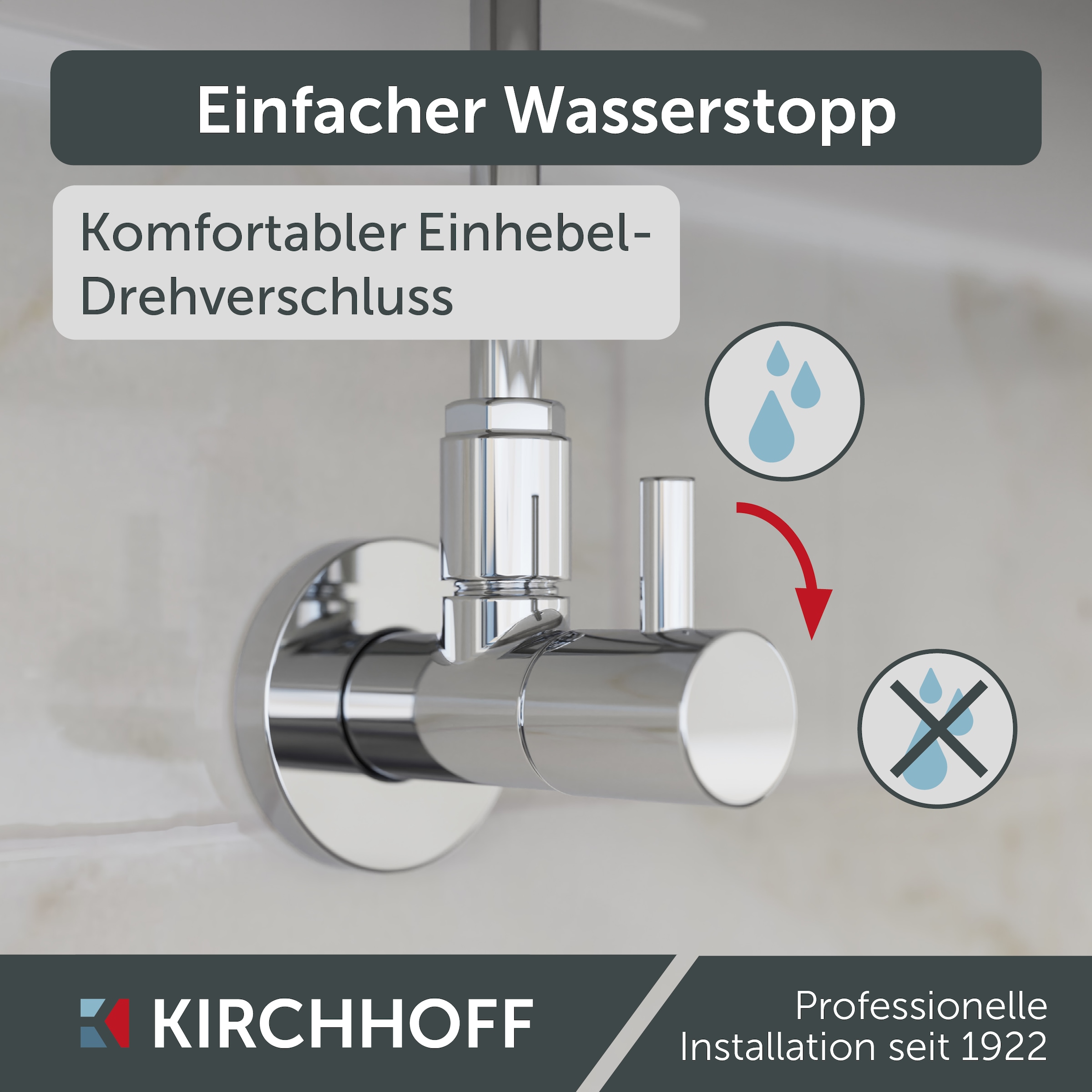 Kirchhoff Eckventil, Universal Eckventil mit Schnellverschluss, ½“
