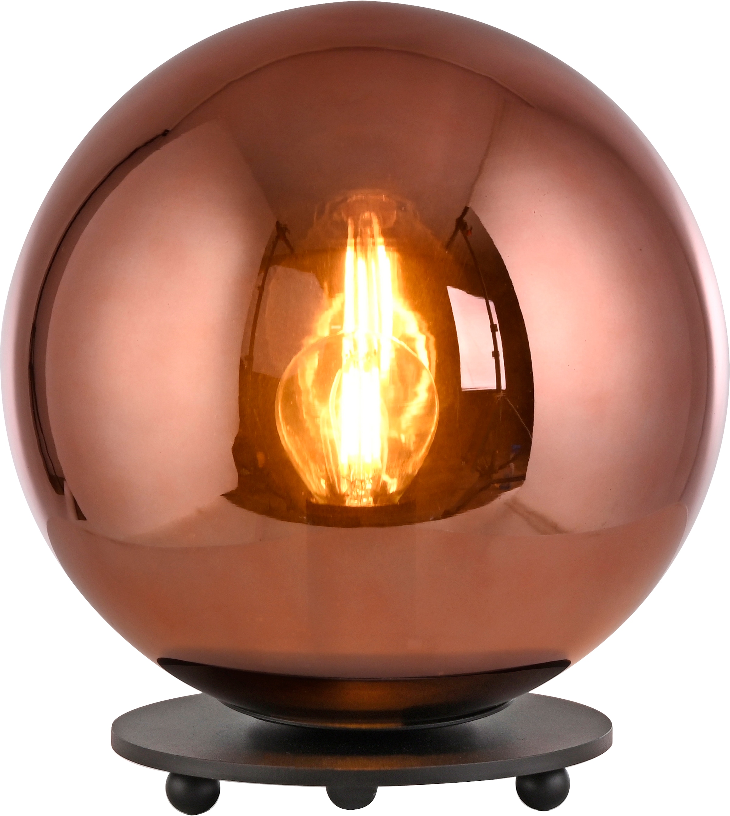 JUST LIGHT Tischleuchte »SHINY« E14 1 Stk. Exklusive Leuchtmittel, Schnurschalter, Rauchglas verspiegelt