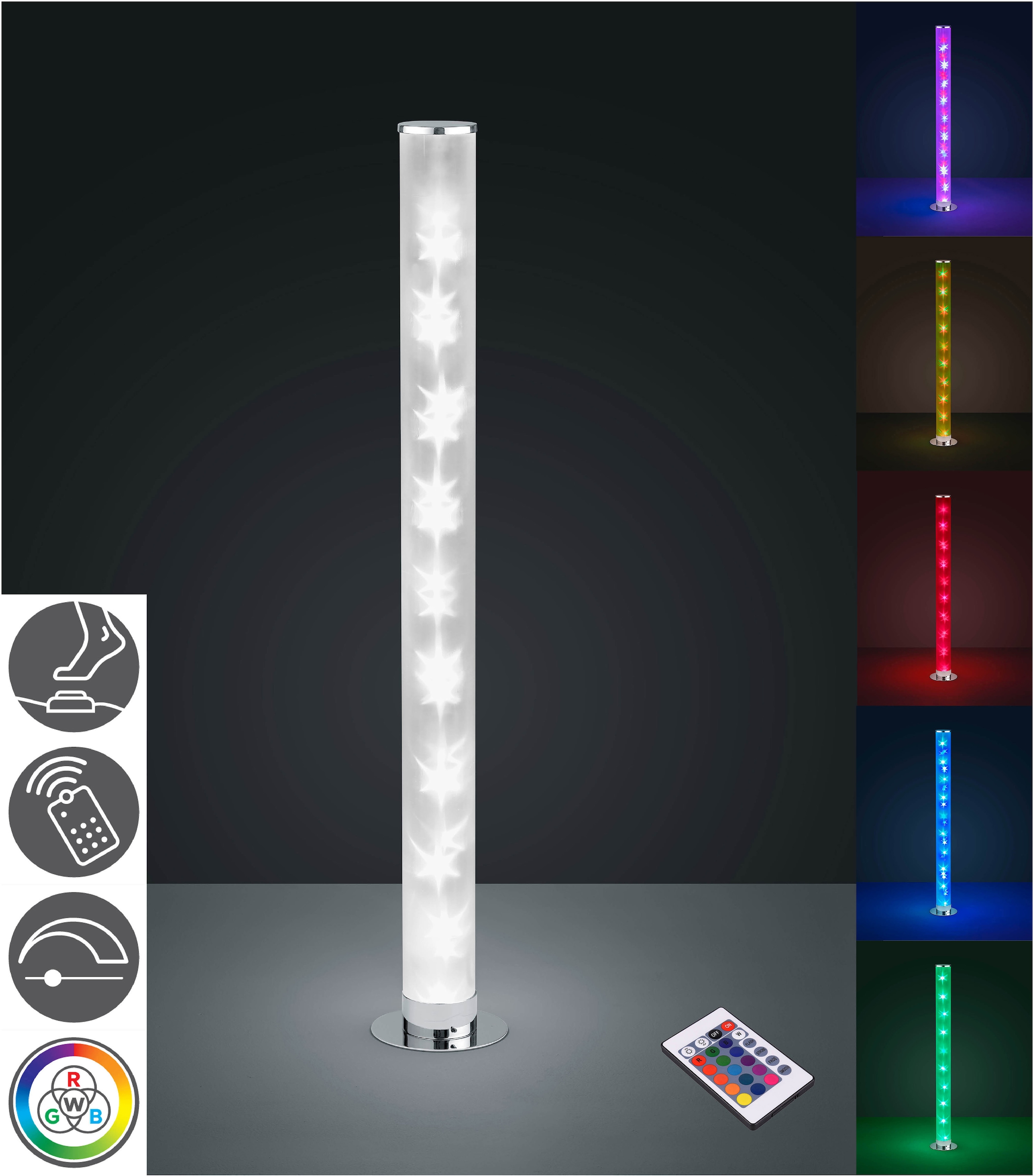 TRIO Leuchten LED Stehlampe »RICO«, 1 flammig-flammig, RGBW-Farbwechsler,  Memory Funktion über Fernbedienung, Fußschalter online kaufen | mit 3  Jahren XXL Garantie