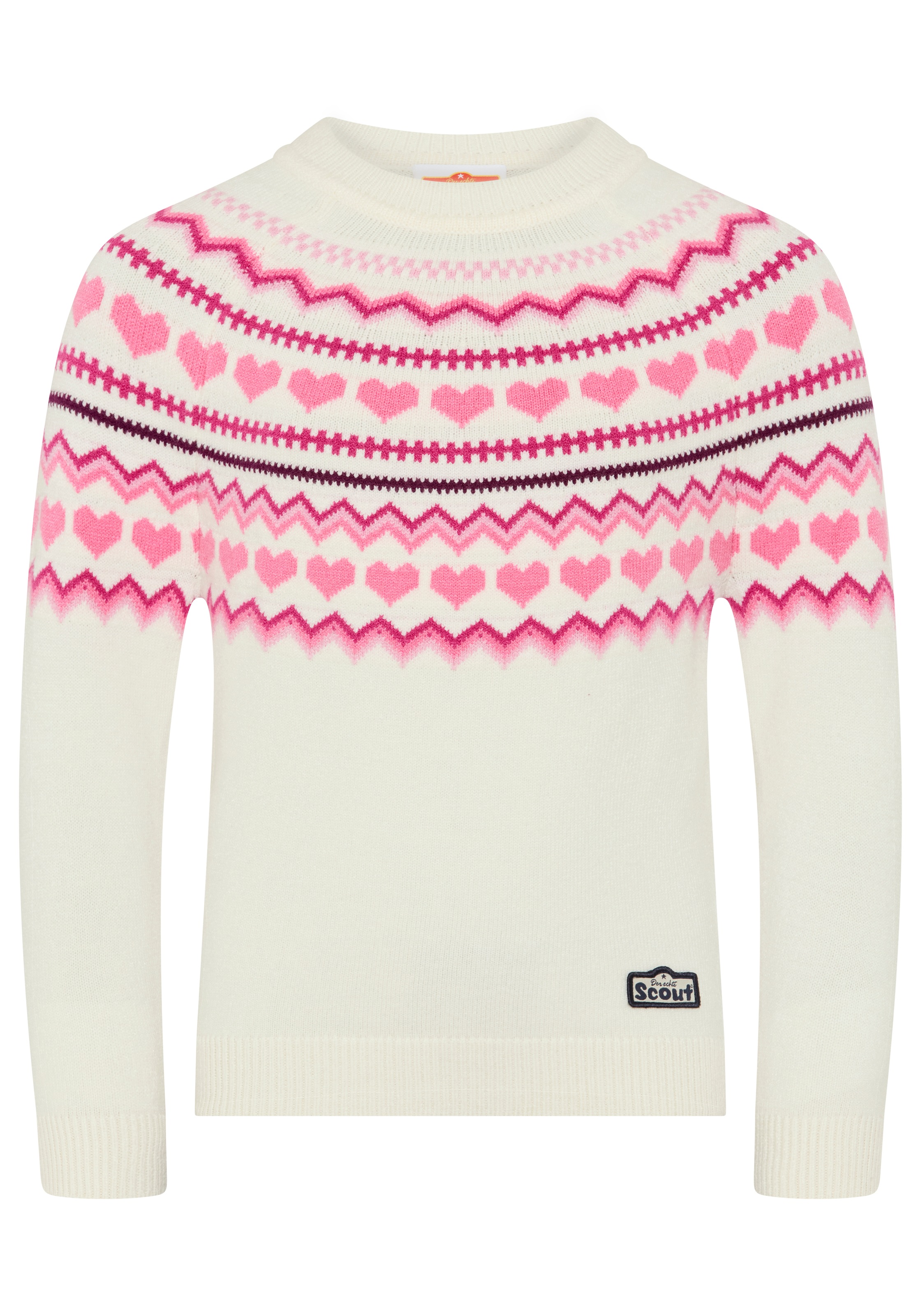 Scout Strickpullover »Jaccquard Pullover - Herzendesign - NEU von SCOUT« Langarm, elastisches Strickmaterial