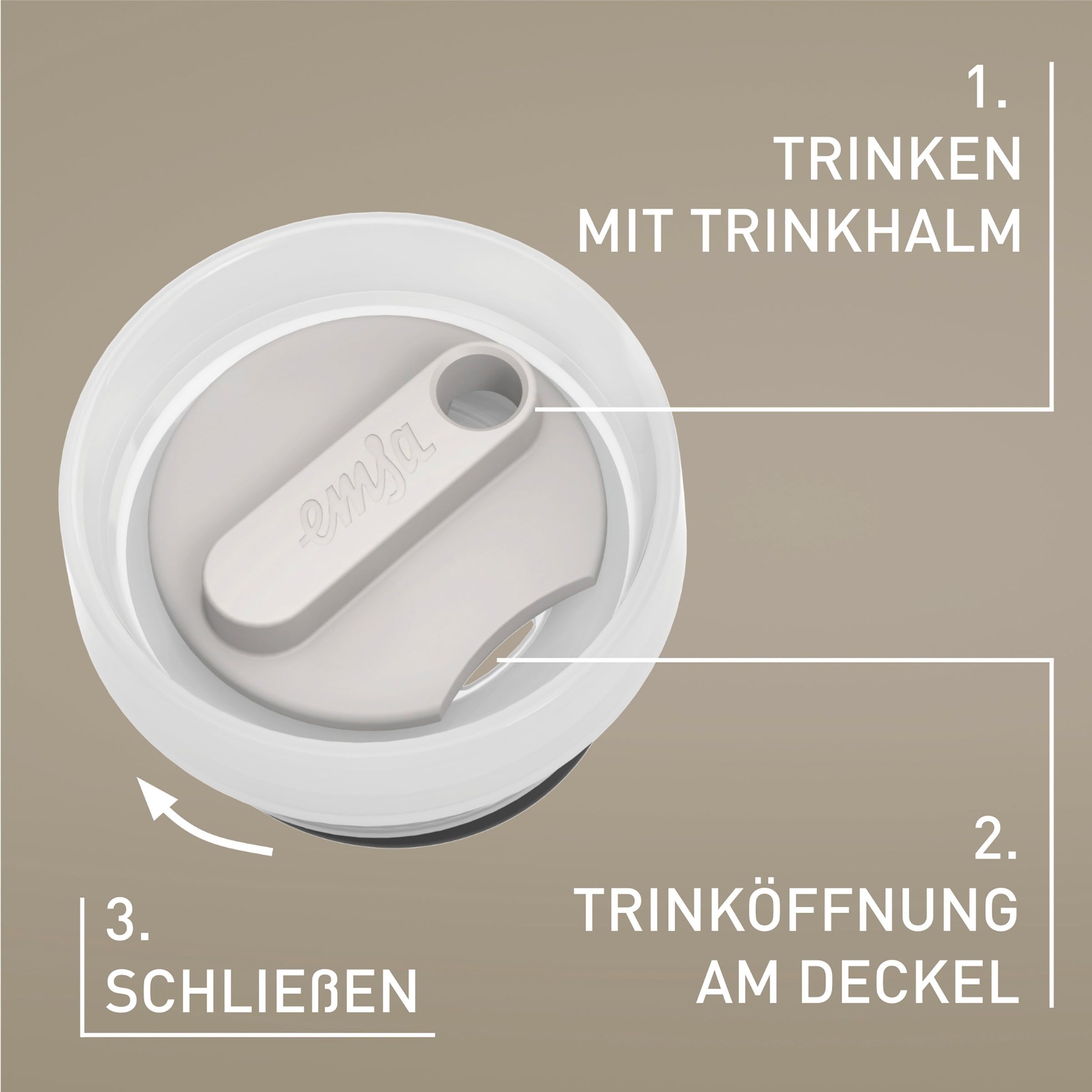 Emsa Isolierflasche »Travel Mug Cool³« 3 Deckelpositionen, für gängige Autohalterungen, inkl. Strohhalm