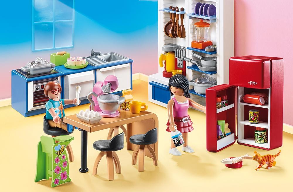 Playmobil® Konstruktions-Spielset »Familienküche (70206), Dollhouse«, (129 St.), Made in Germany