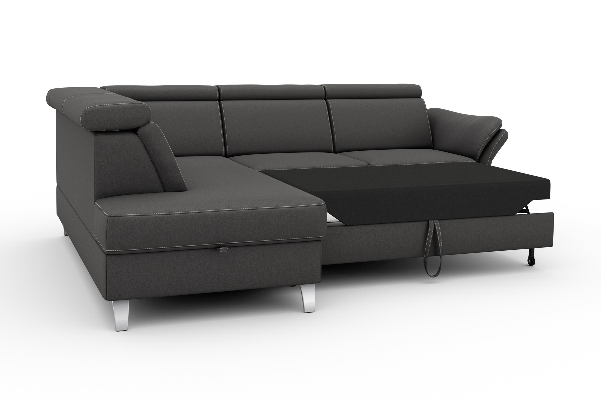 sit&more Ecksofa »Vincenzo L-Form«, inklusive Kopfteilverstellung, wahlweise mit Bettfunktion, Bettkasten