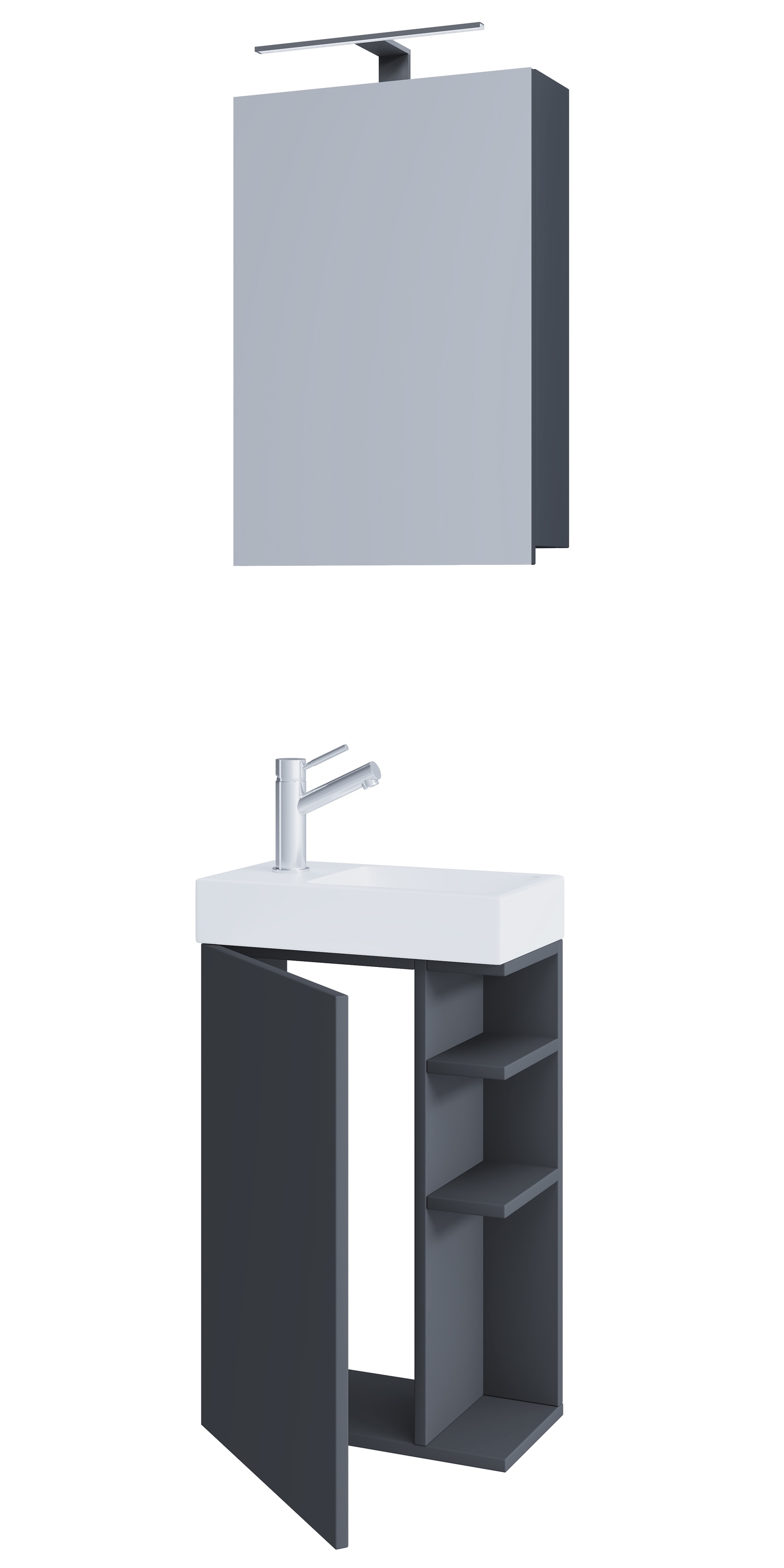 VCM Waschbeckenunterschrank »VCM 3-tlg Set | Waschplatz für Gäste WC | Gästebad | Waschtisch mit Spiegelschrank | Badezimmer Set ¿ Lumia«, (3 St.)