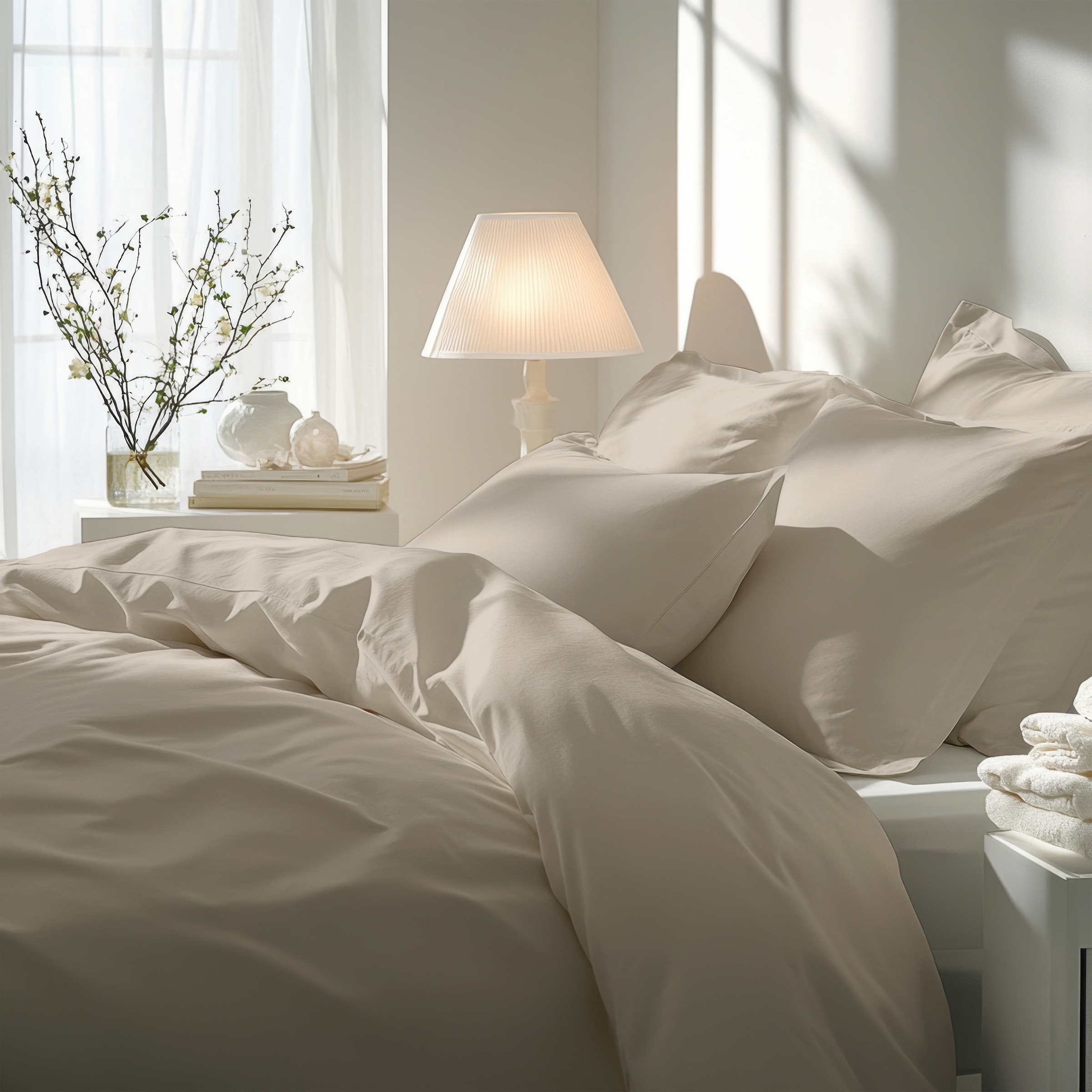 Florella Bettwäsche »Uni beige Edel-Satin,  100% Baumwolle«