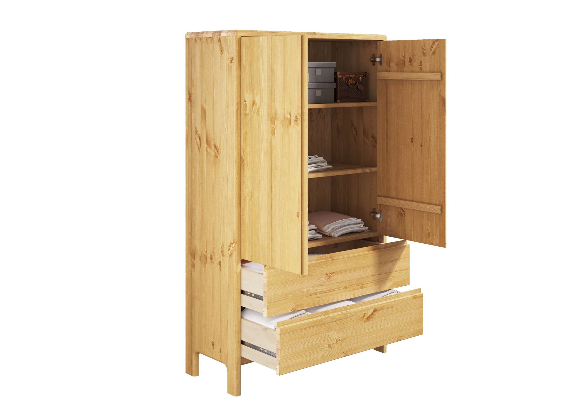 Home affaire Wäscheschrank »Luven«, (B/H/T ca. 98/137/34), aus massiver Kiefer, Höhe 137 cm, mit 2 Schubladen und 2 Türen