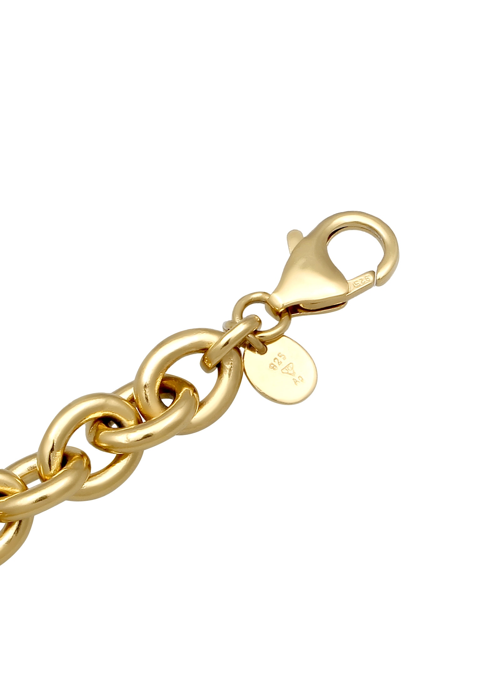 Elli Premium Kette mit Anhänger »Halskette Plättchen Gliederkette 925 Sterling Silber vergoldet«