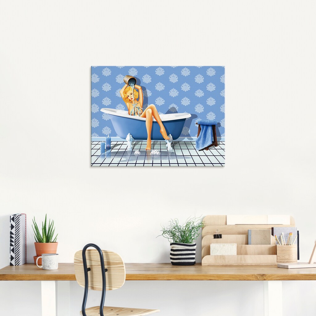 Artland Glasbild »Das sexy blaue Badezimmer«, Frau, (1 St.)