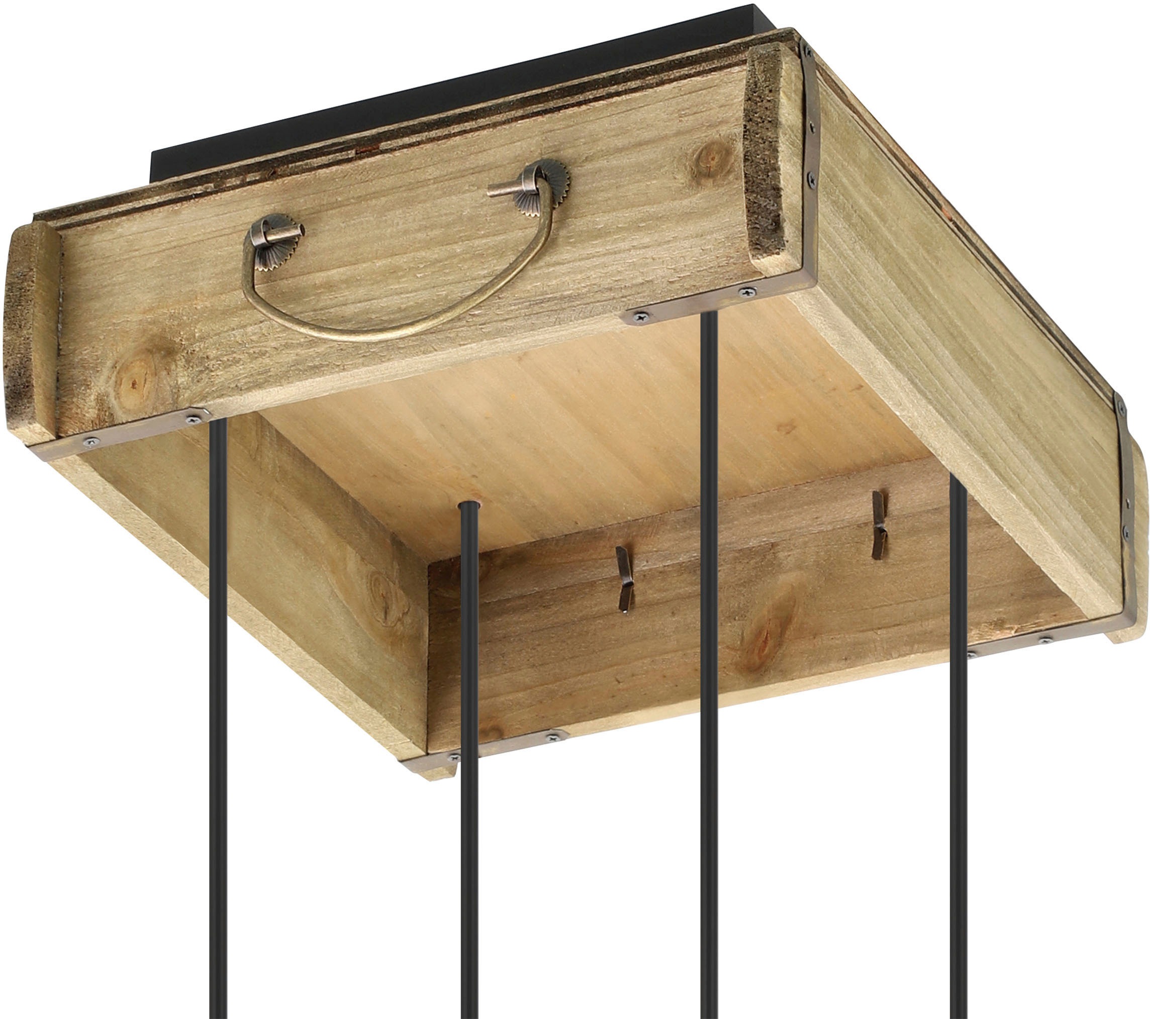 EGLO Hängeleuchte »WOOTTON« E27 1 Stk. Hängeleuchte in braun und schwarz aus Holz, Stahl  -  exkl. E27 - 40W