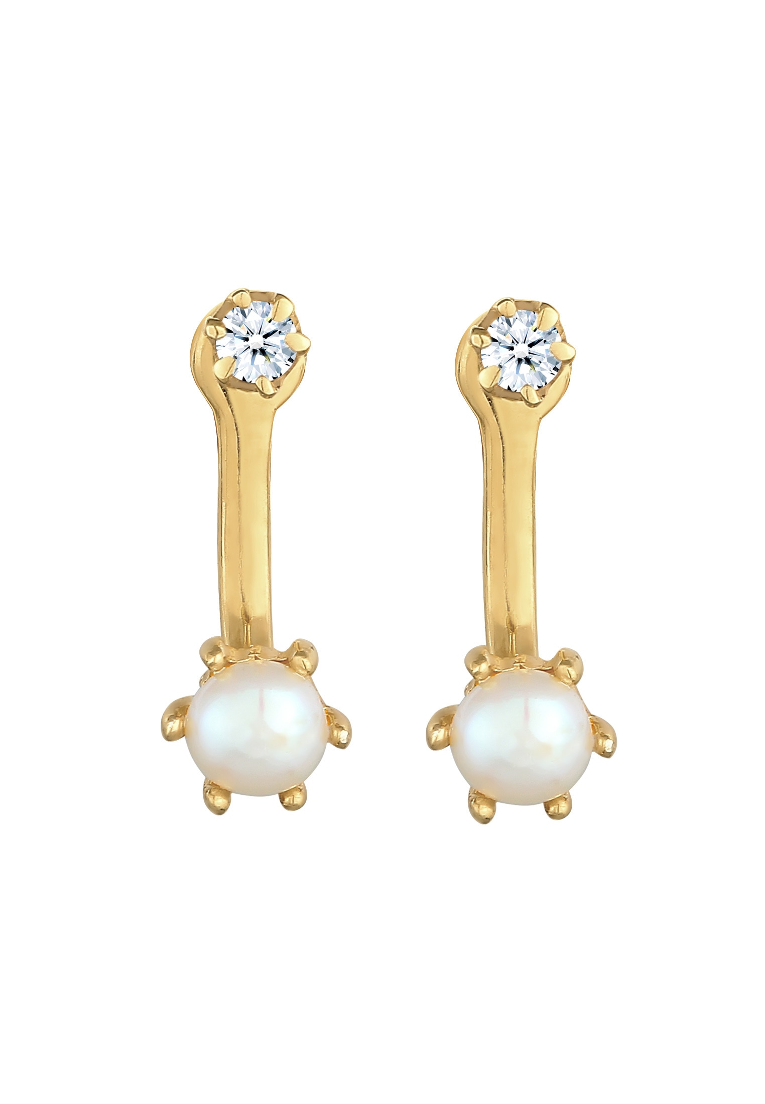 Elli DIAMONDS Paar Ohrstecker »Ohrringe Ear Jacket Diamant Süßwasserzuchtperle 925 Silber«