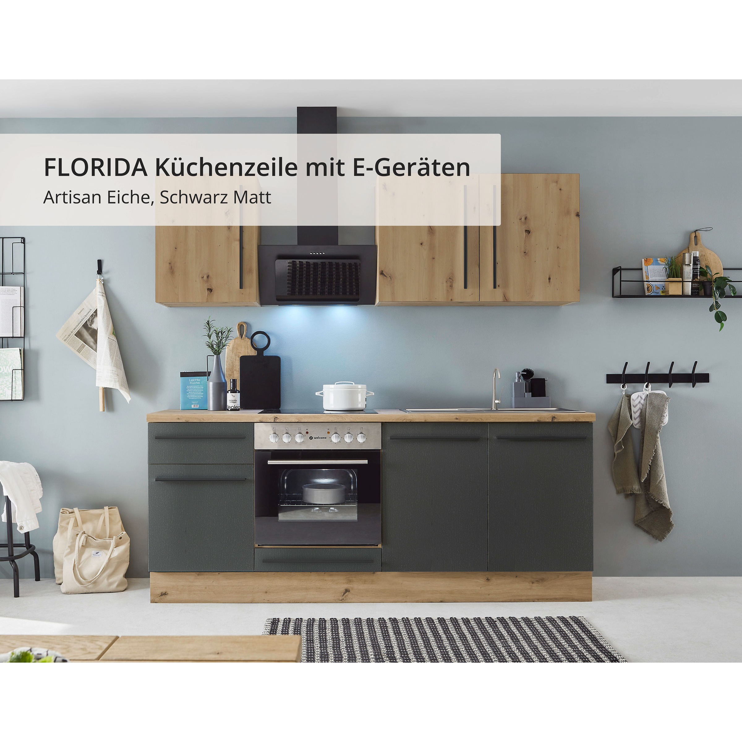 KOCHSTATION Küchenzeile »KS-Florida« mit 38mm starker Arbeitsplatte, wahlweise mit E-Geräten/Einbauspüle