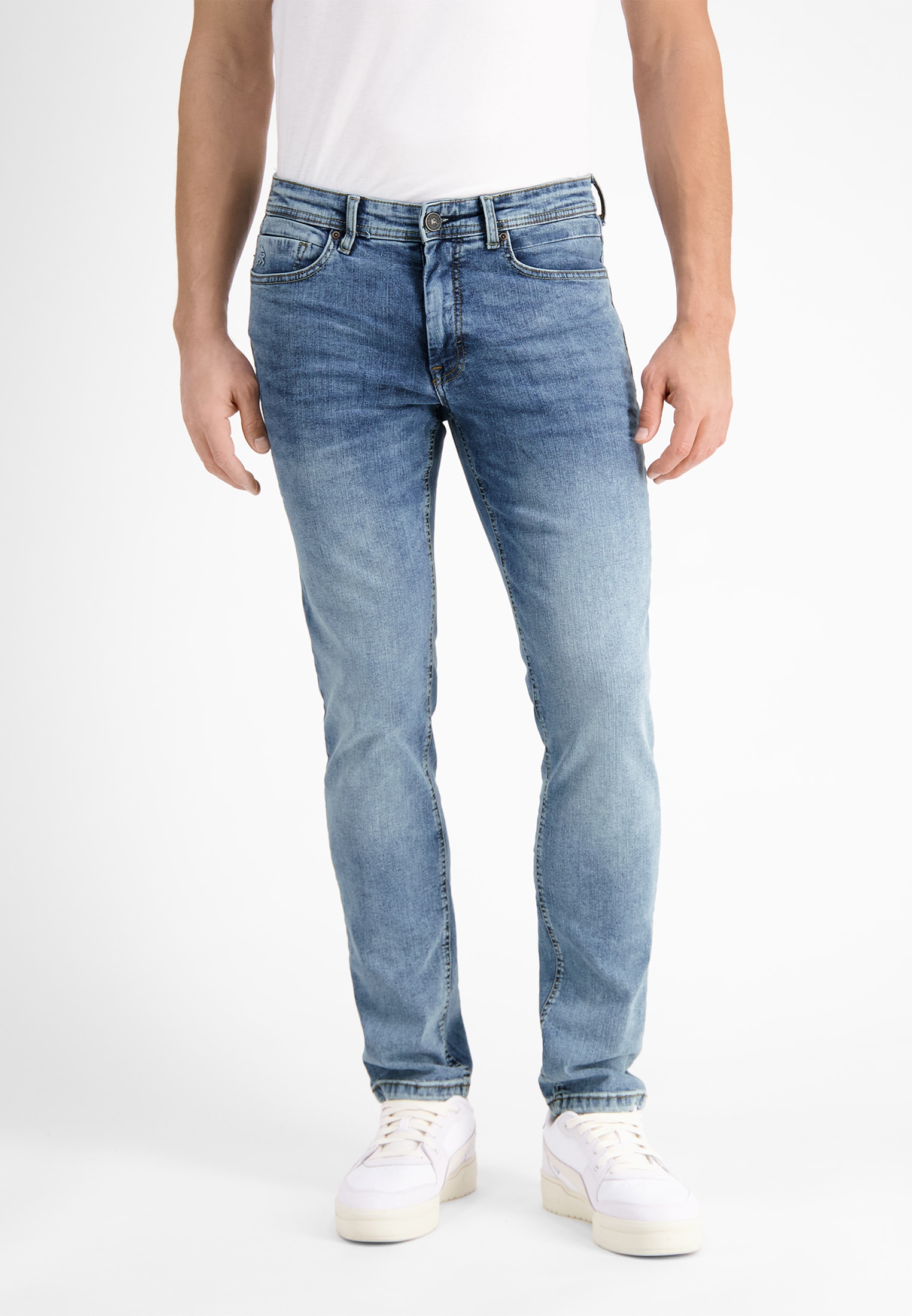 LERROS Slim-fit-Jeans »CONLIN 5-Pocket Stretch-Denim, SLIM FIT« Herren Jeans, blau, bequem, Used-Look, 99% Baumwolle, 1% Elasthan