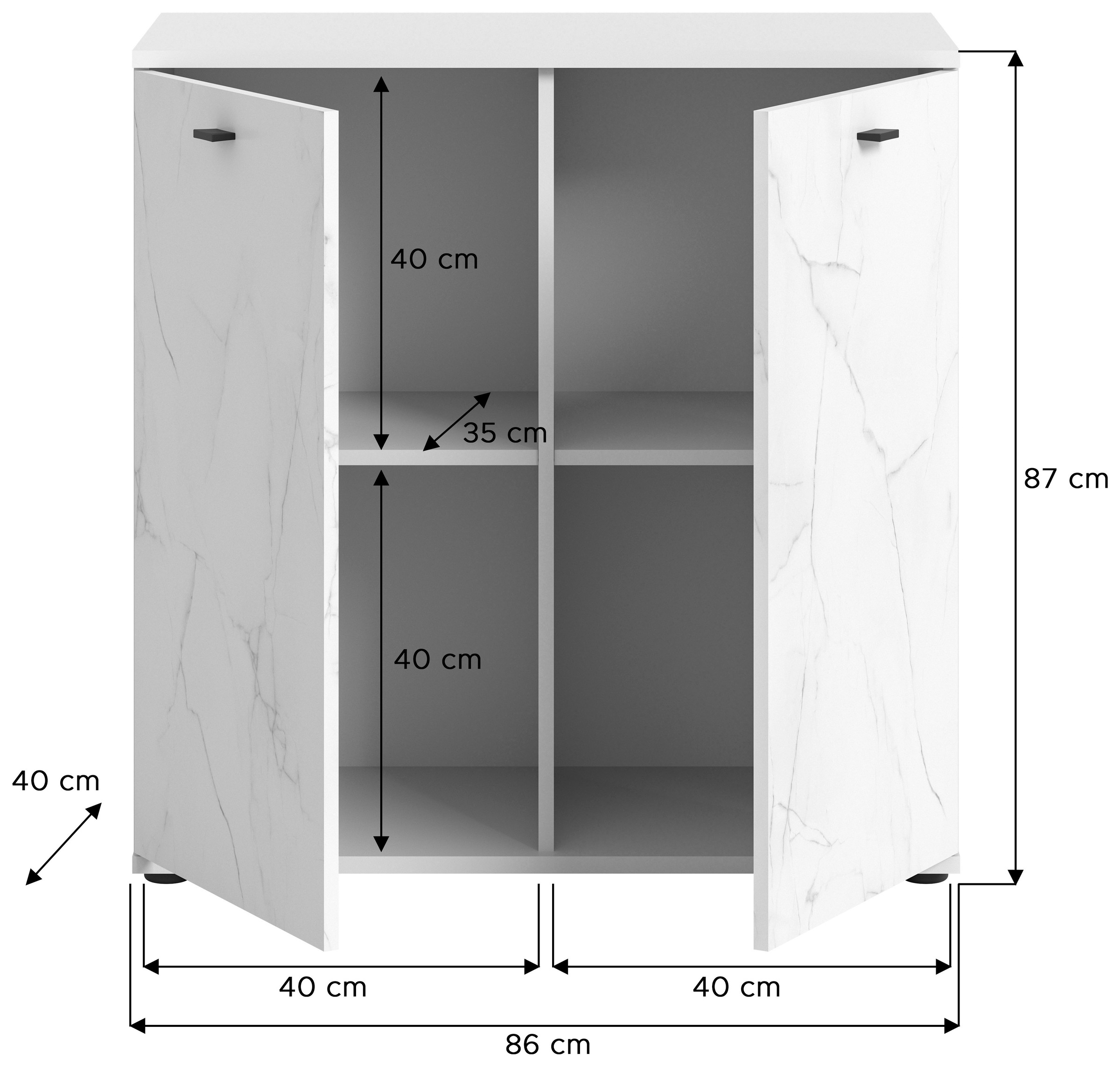 Home affaire Kommode »CALCOLO, Breite 86 cm, 2 Türen mit Soft-Close-Funktion, 4 Fächer« Anrichte,Sideboard, Schrank