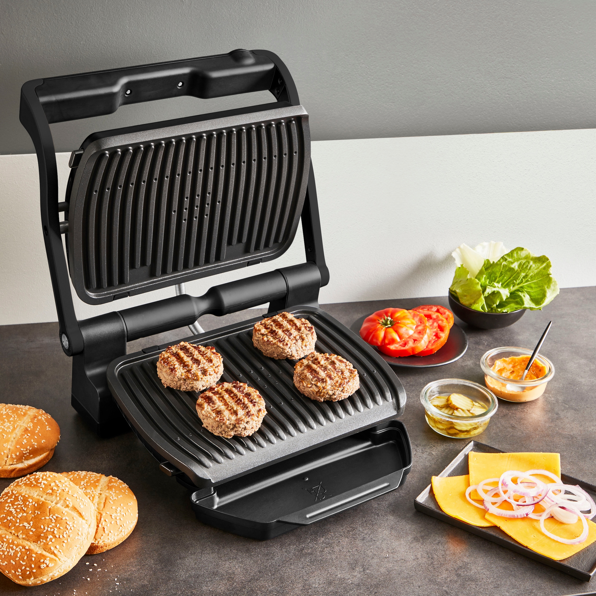 Tefal Kontaktgrill »GC717810 OptiGrill+«, 2000 W, erneuerte Kochstufenanzeige, 6 Automatikprogramme