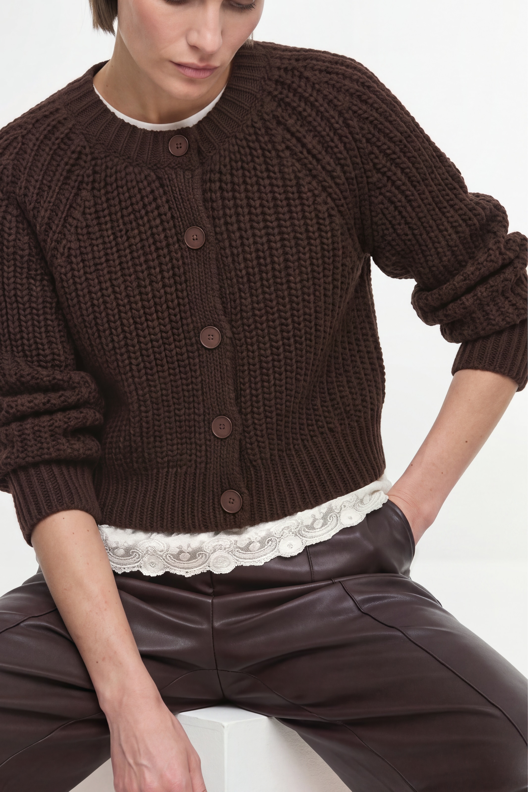 RICHROYAL Strickjacke Regular fit mit Rundhalsausschnitt