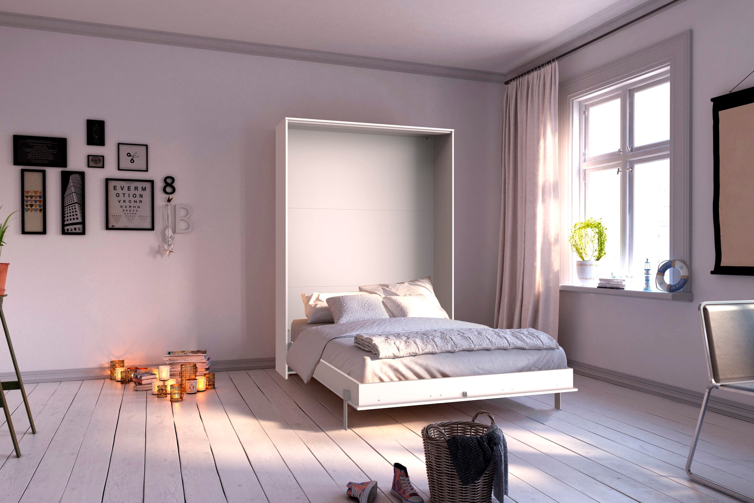 Wimex Schrankbett »Juist Schrankklappbett Gästebett«, vertikal klappbar, 3 Liegeflächen, mit Lattenrost, Made in Germany