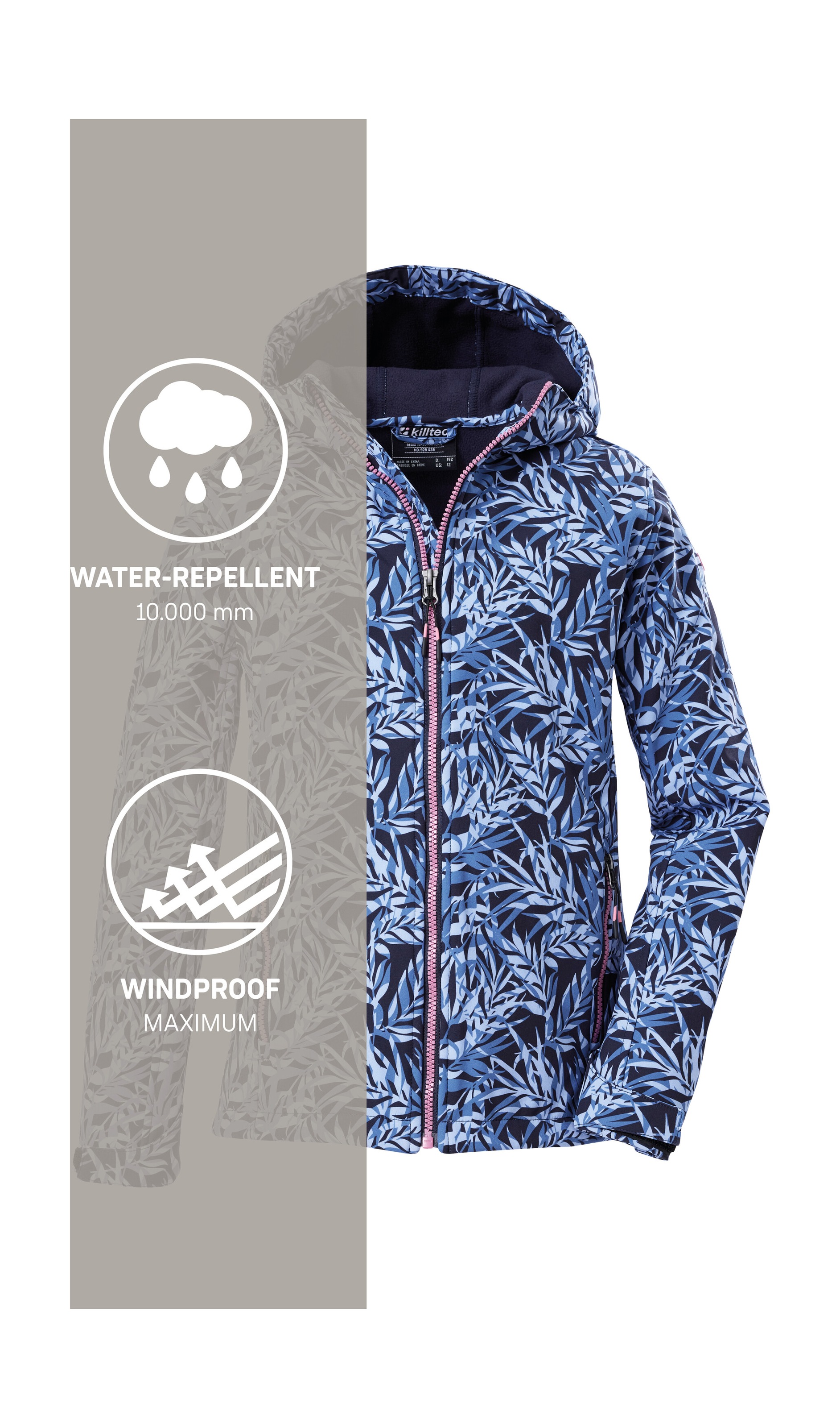 Killtec Softshelljacke »Mädchen Softshelljacke Print« Wasserdicht, windabweisend, atmungsaktiv, modischer Print