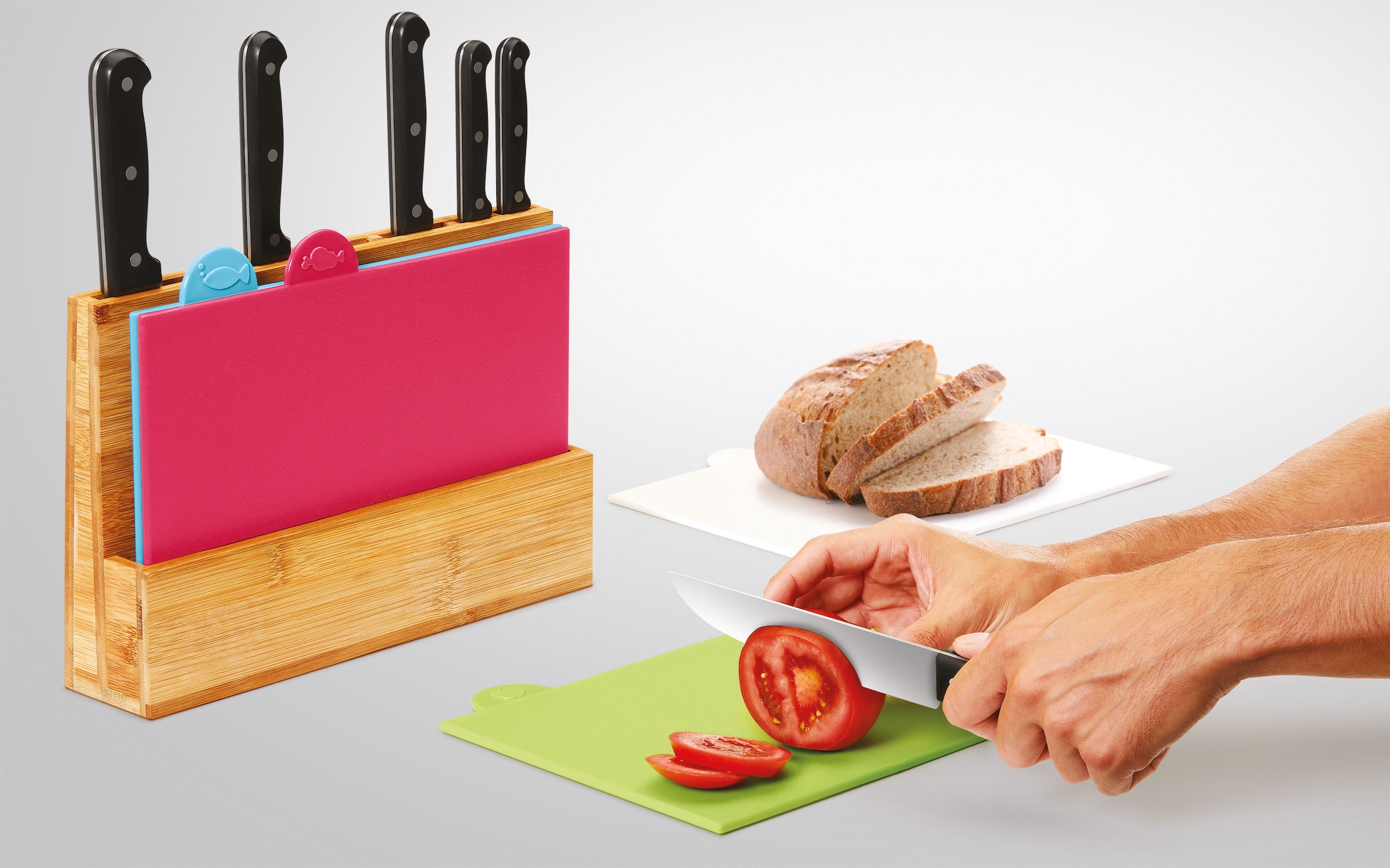 Metaltex Schneidebrett »Cut&Store«, (Set), 5-teilig