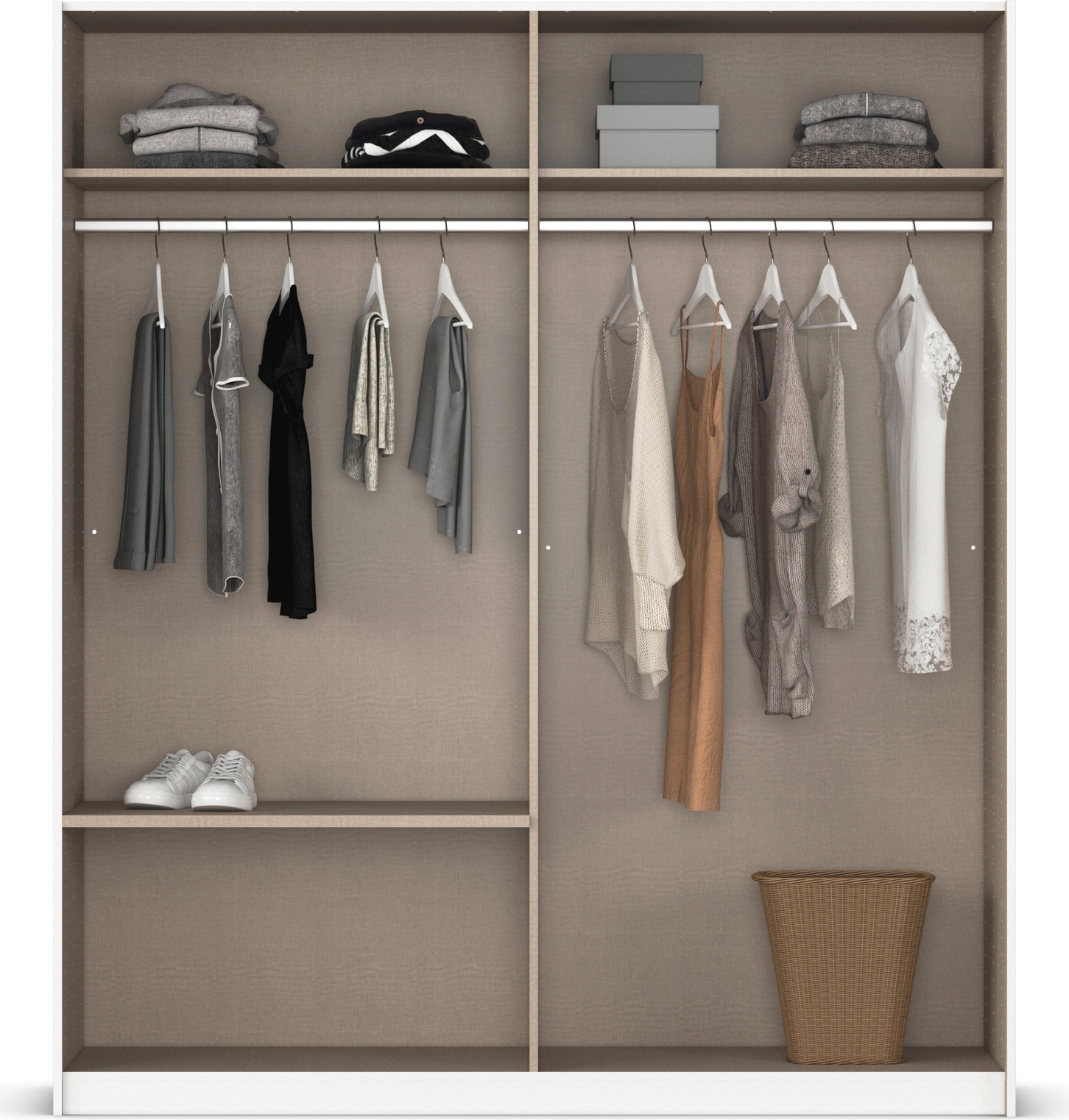 rauch Schwebetürenschrank »Kleiderschrank Schrank Garderobe ELARA Glastür/Grauspiegel«, praktische Schubladen optional farblich abgesetzt MADE IN GERMANY
