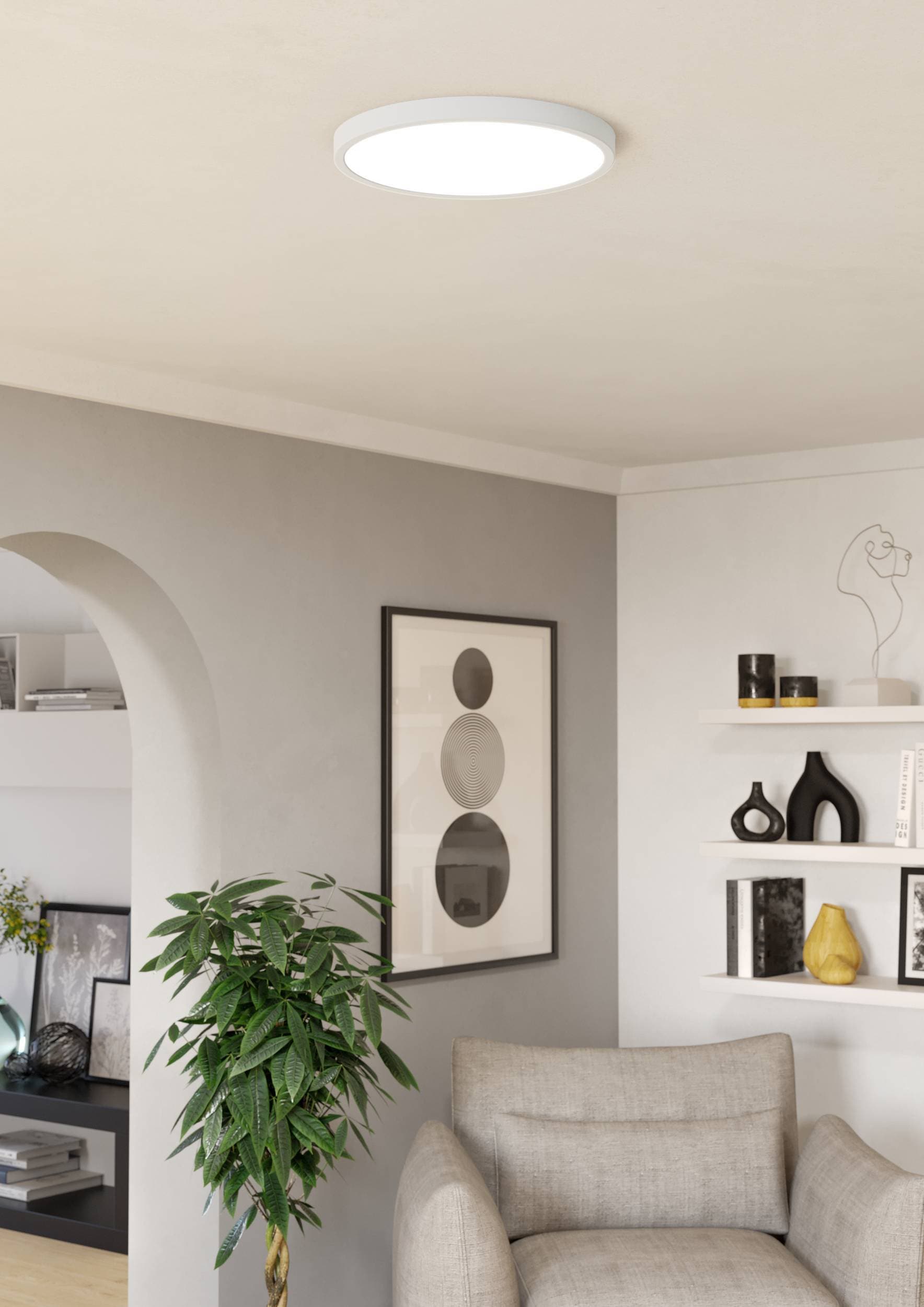 EGLO Aufbauleuchte »Fueva 6 Deckenleuchte, Aufbaulampe, Deckenbeleuchtung, Kunststoff« LED-Modul 1 Stk. Kaltweiß | Neutralweiß | Warmweiß Aufbauleuchte - H2,5 x Ø38,9 cm - weiß - 17W inkl.