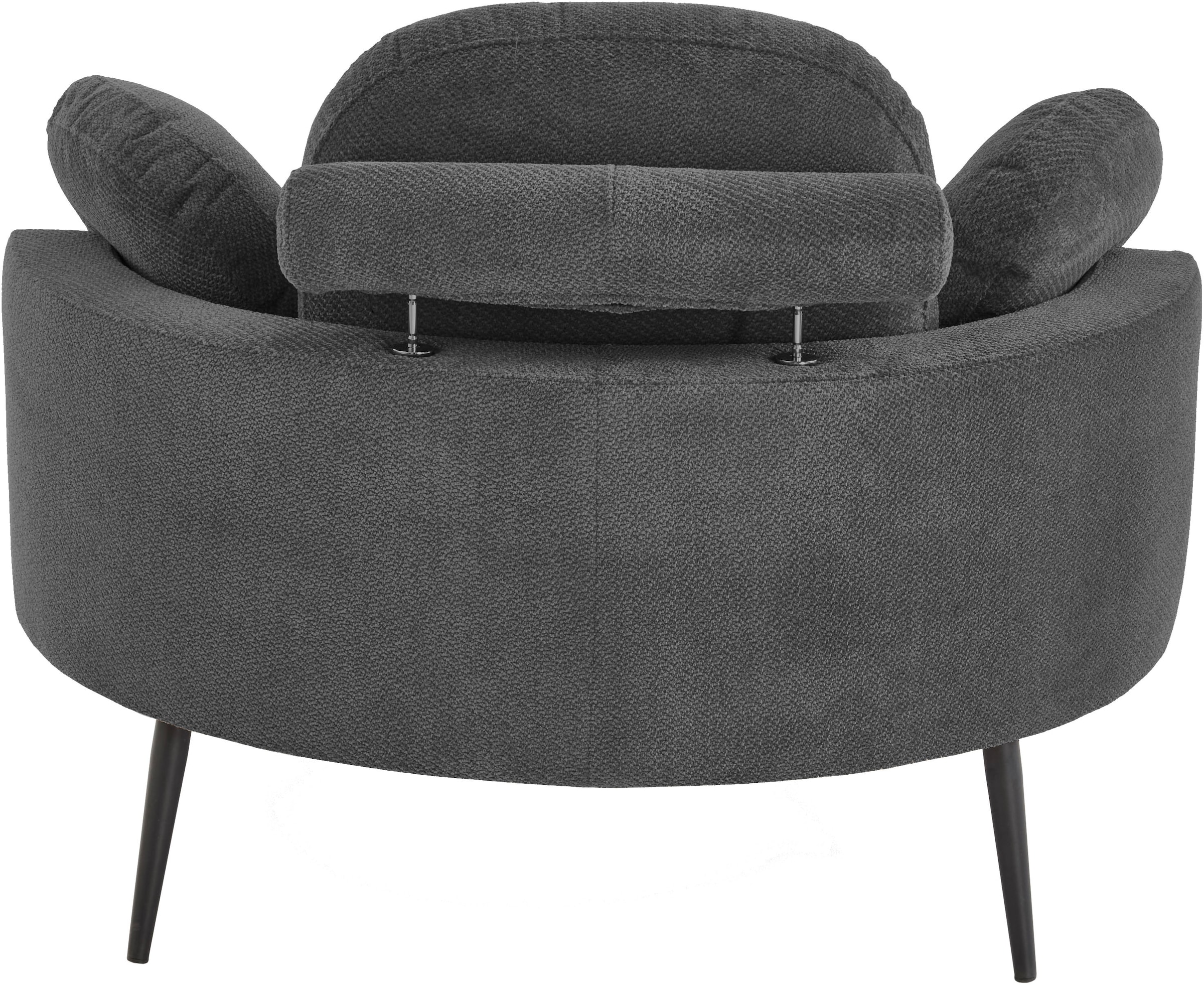 OTTO home Loveseat »Riko Sessel, B: 110 cm, Sitzhöhe: 44 cm« XXL- Sessel, mit Stauraumhocker, Rückenstütze & 4 Zierkissen