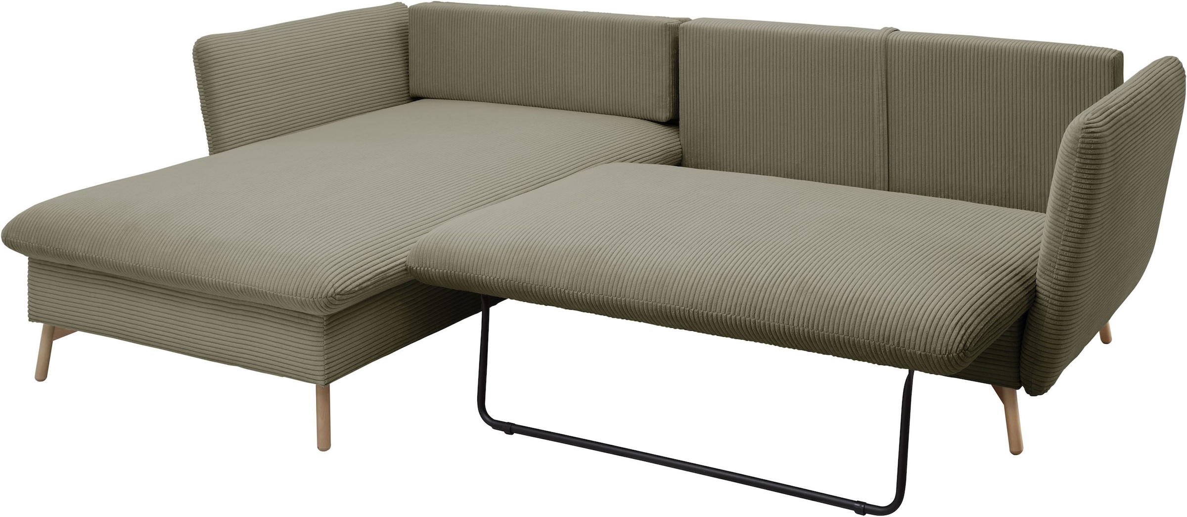 andas Ecksofa »MERLE, 258 cm, L-Form, traumhafter Cord,«, mit Bettfunktion und Bettkasten, Liegefläche 224 x 139