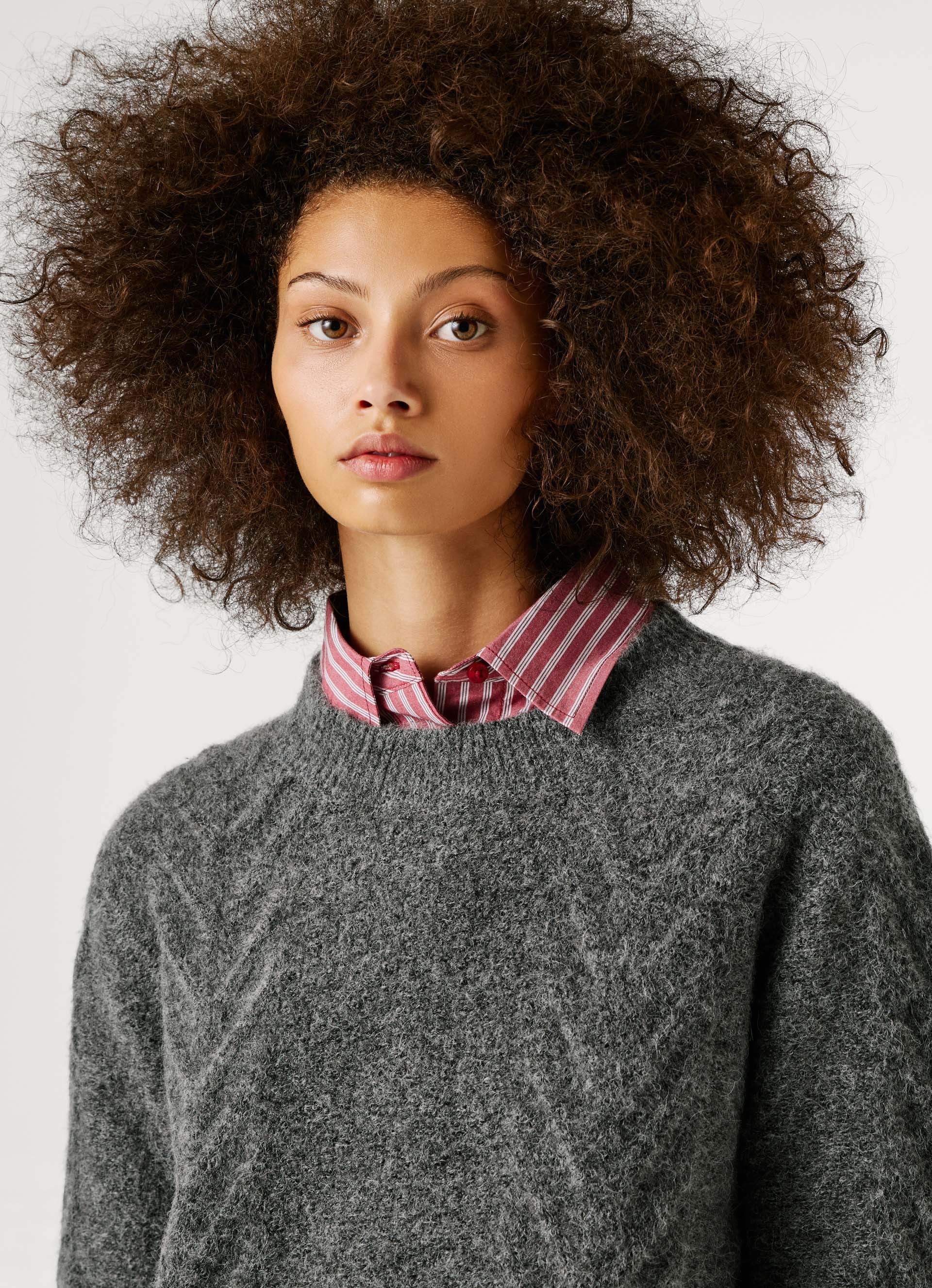 Pepe Jeans Strickpullover mit Zopfmuster und Woll-Anteil