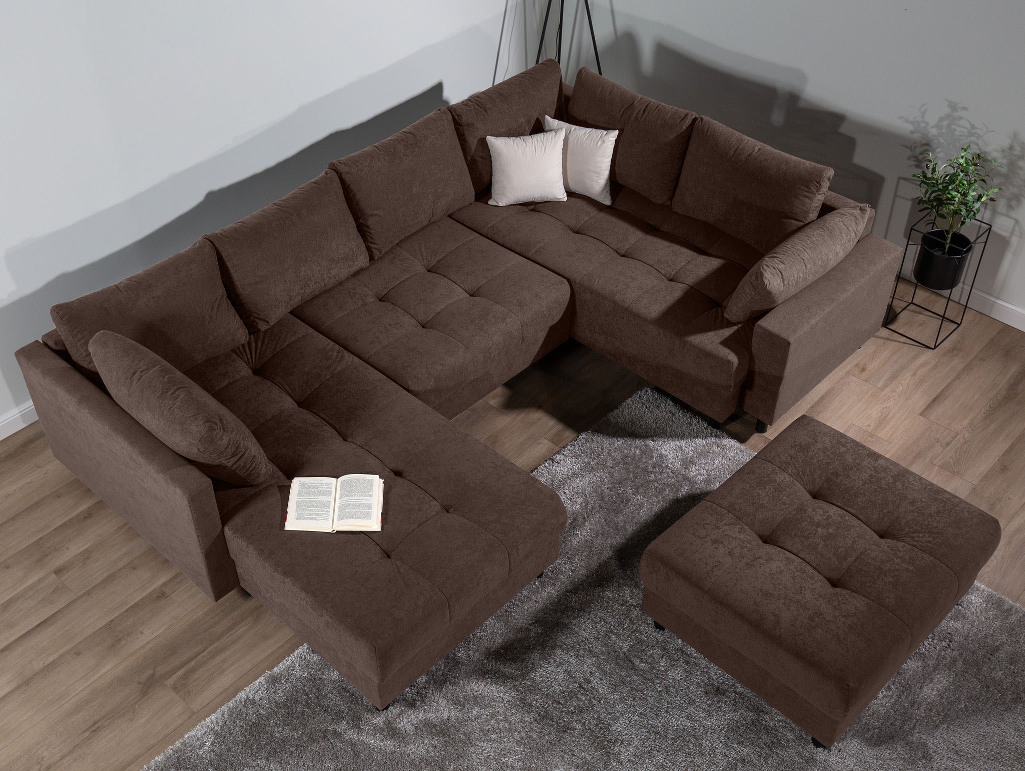 COLLECTION AB Wohnlandschaft »Toni U-Form, B: 298 cm« Set: Sofa & Hocker, 2 Zierkissen, Federkern