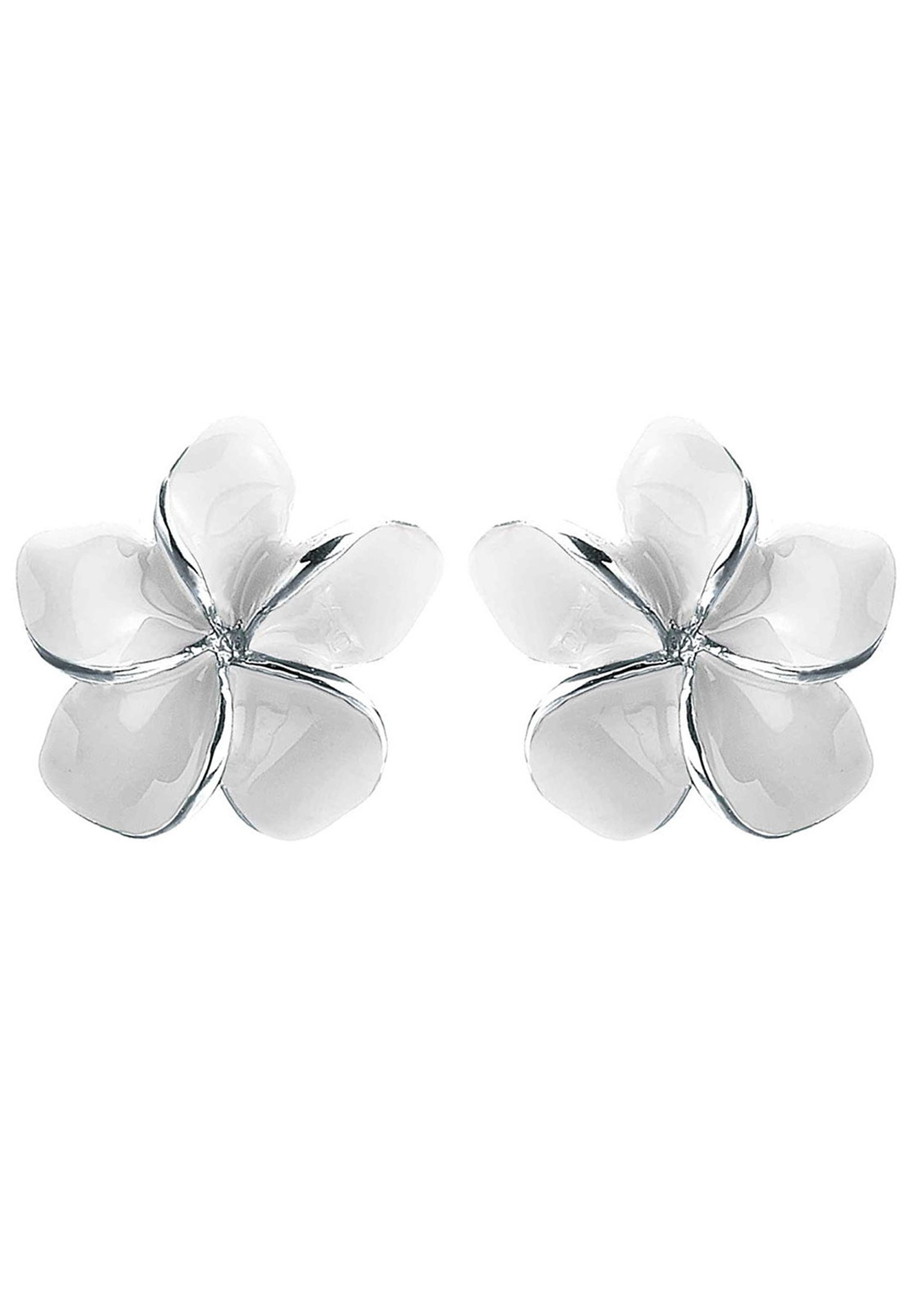 Elli Paar Ohrstecker »Ohrringe Frangipani Blüte Natur Blume Emaille 925 Silber«