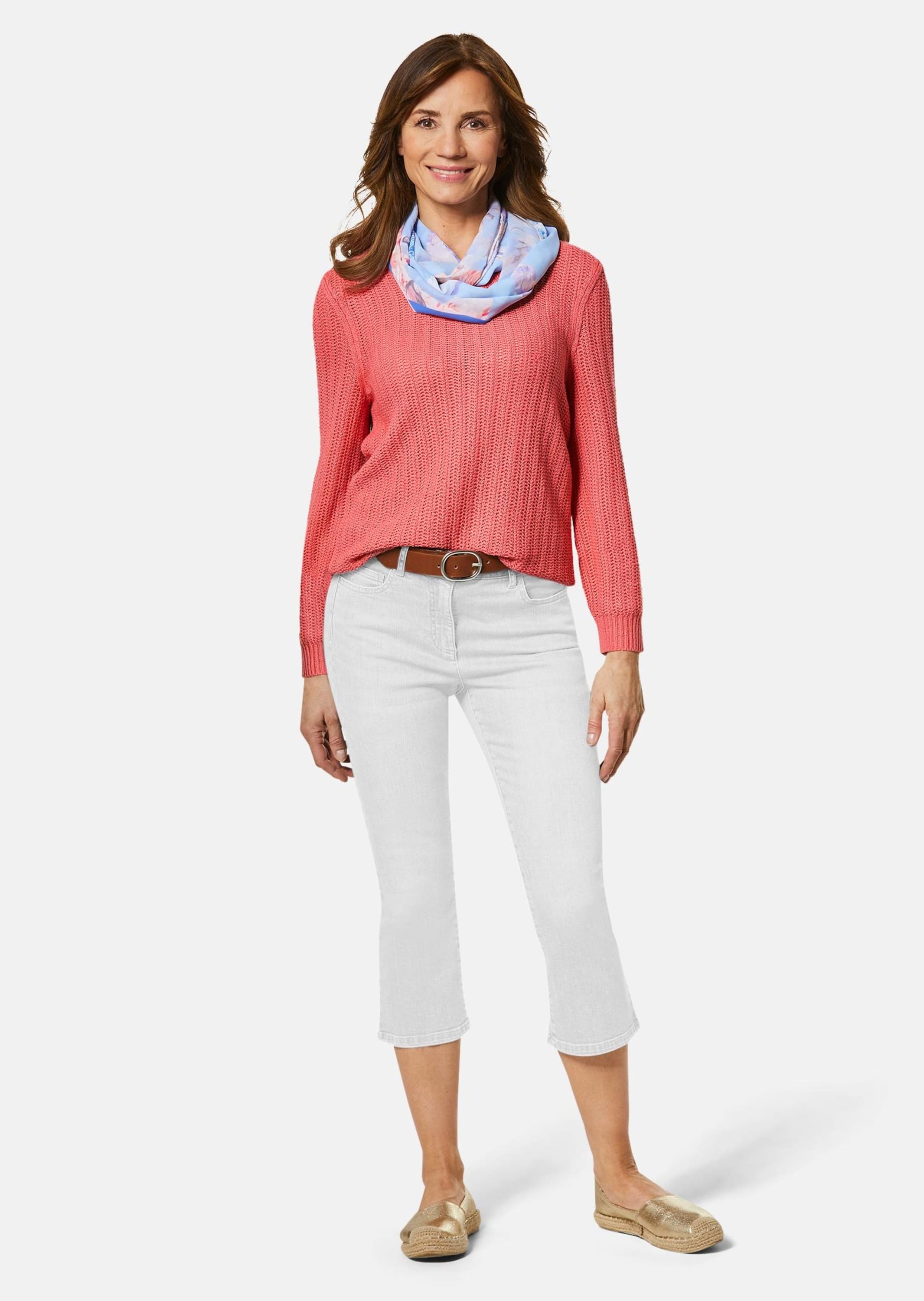 GOLDNER 2-in-1-Hose »Kurzgröße Verkürzte Jeanshose mit ausgestelltem Saum«