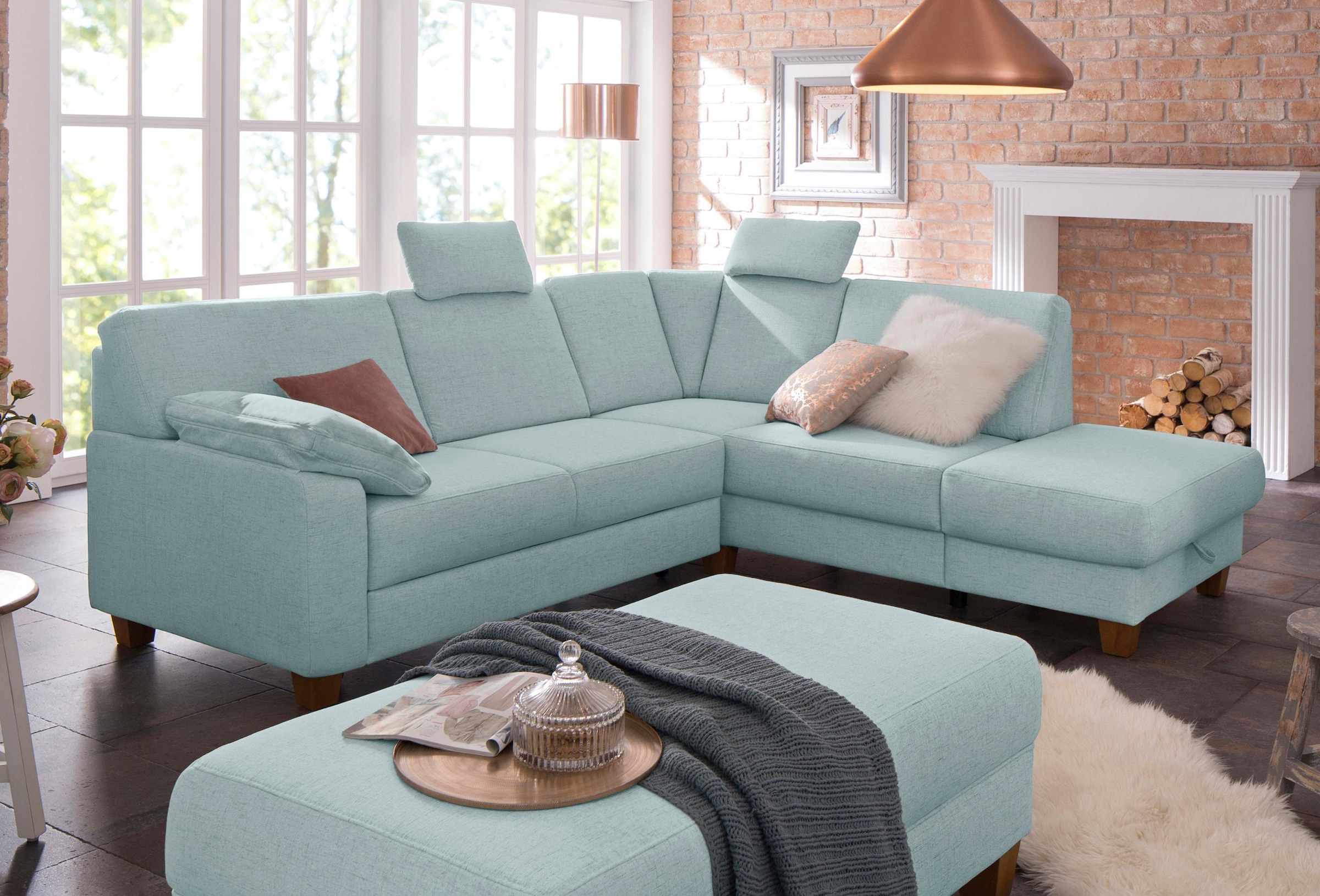 Home affaire Ecksofa »Belfort L-Form«, mit Federkern, wahlweise mit Bettfunktion und Stauraum