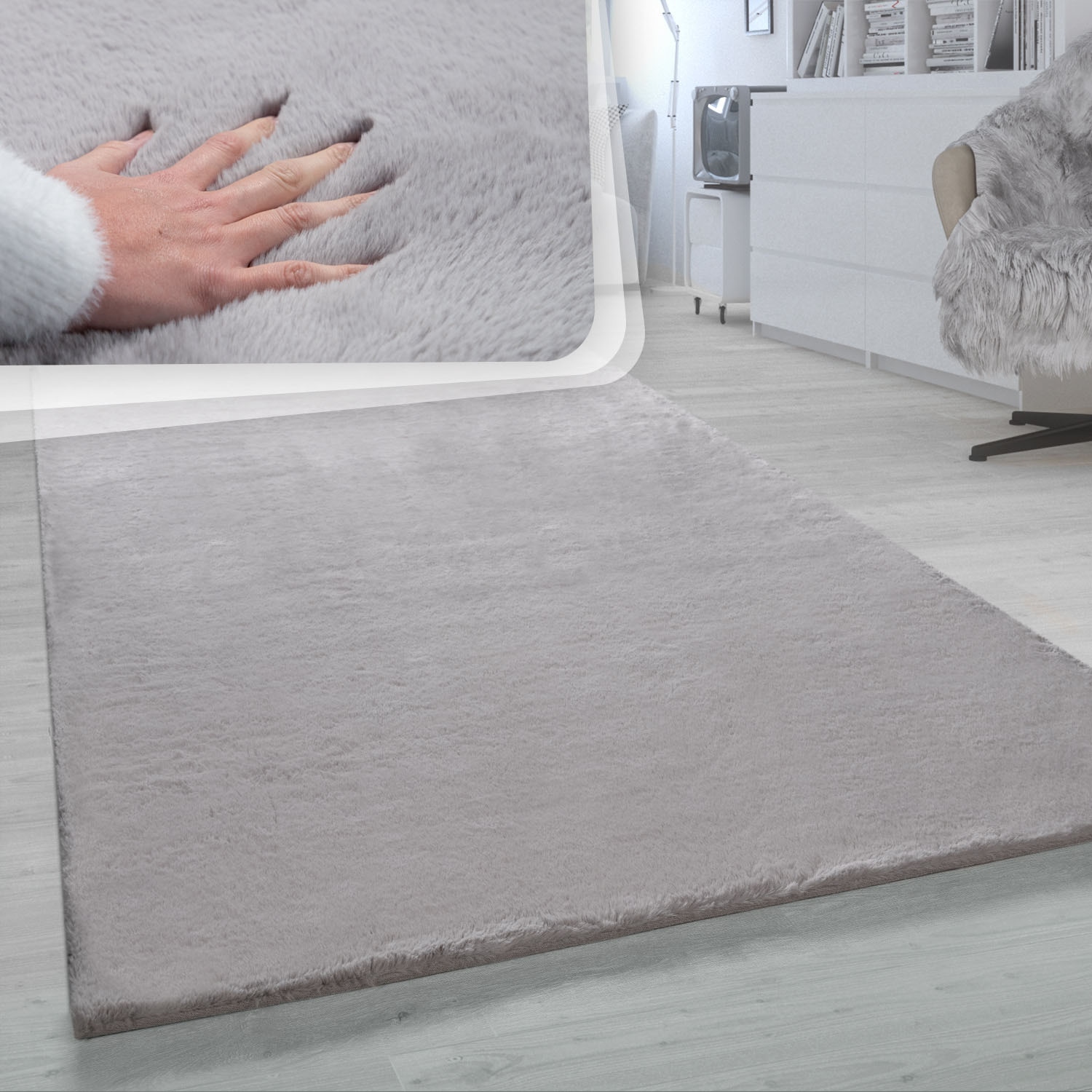 Tapis à poils longs RABBIT 780 Gris Rectangulaire Paco Home