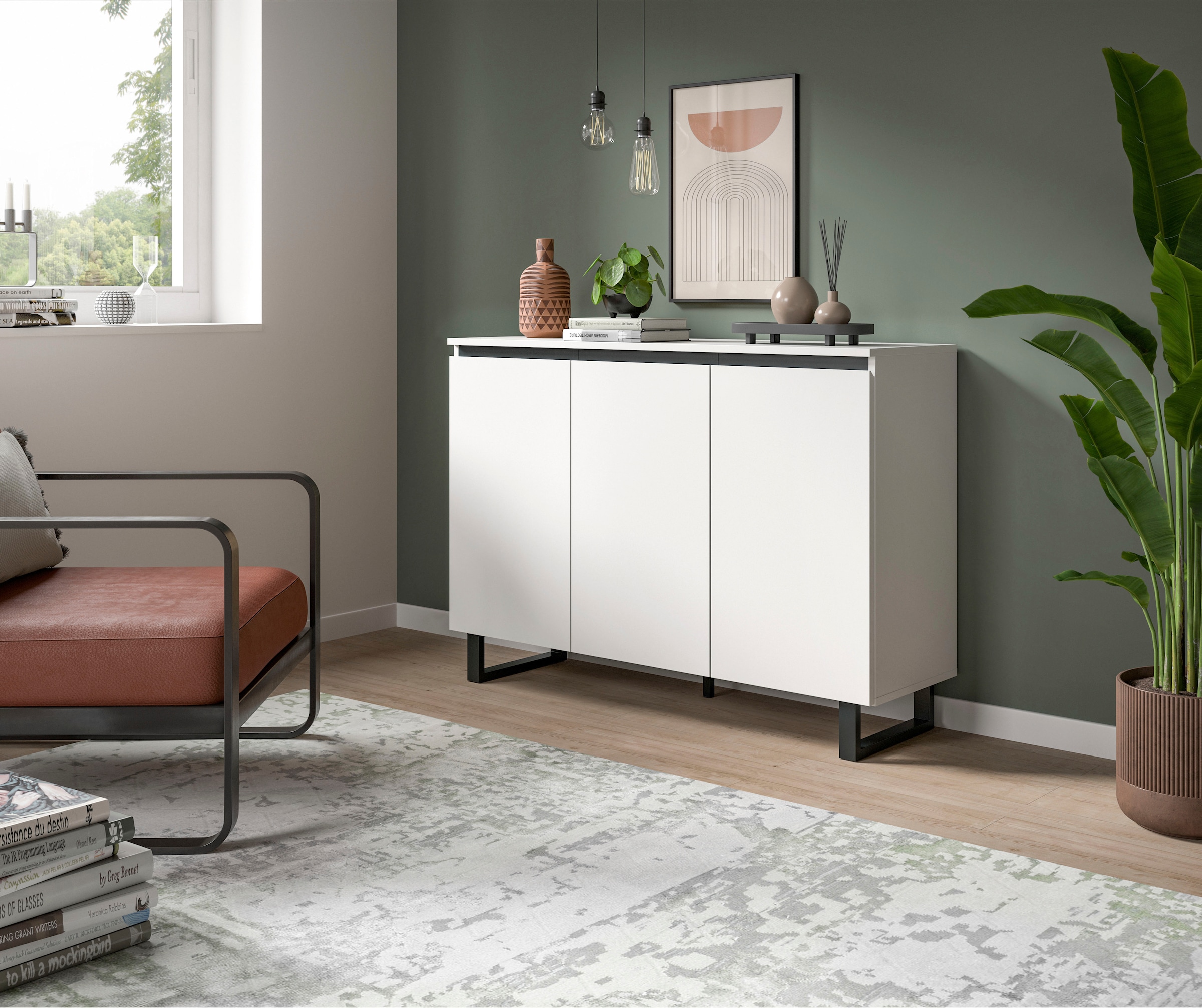 INOSIGN Sideboard »TOMA, Breite: 120 cm, mit Metall-Kufen-Fuß, 3 Türen, 3 Einlegeböden« Anrichte, Kommode, Schrank, Board, Higboard