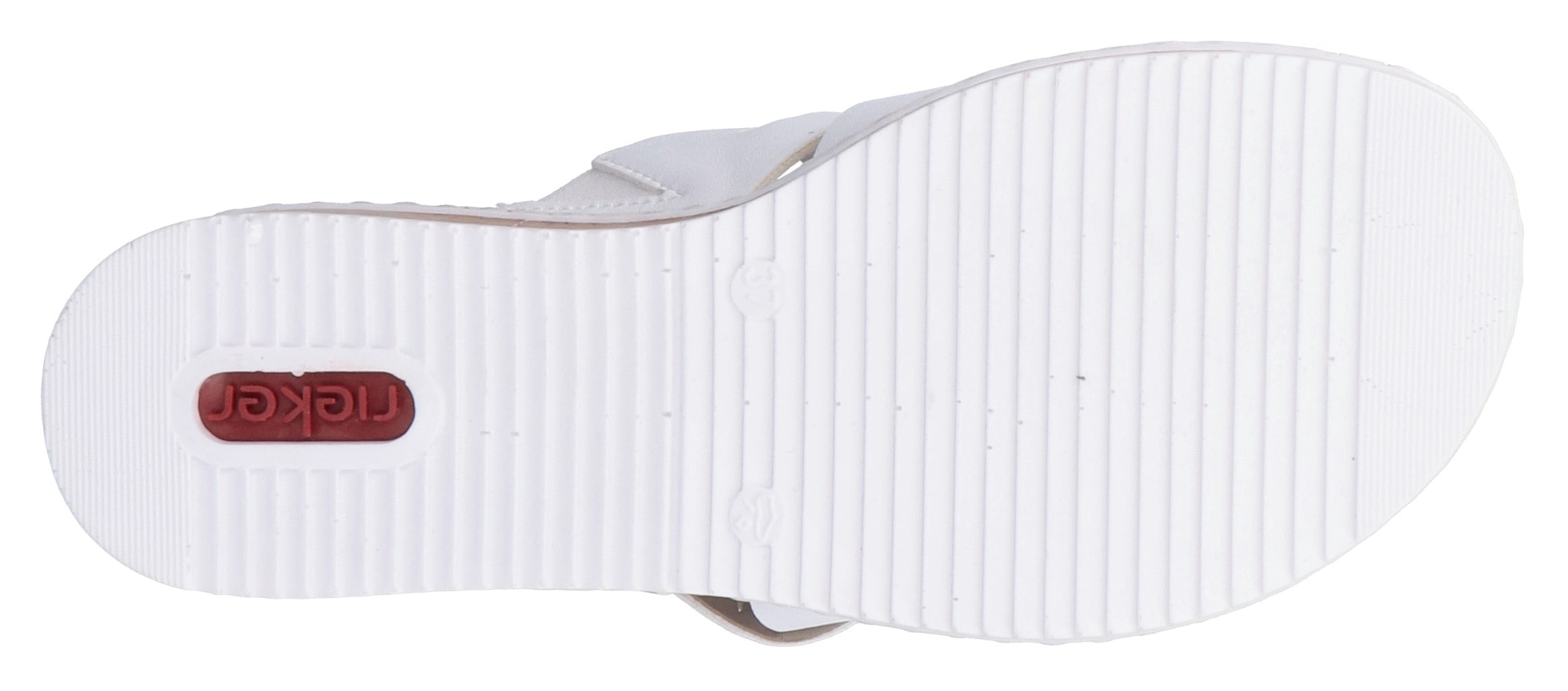 Rieker Pantolette, Sommerschuh, Schlappen, Hausschuh, Keilabsatz, mit kleinem Gummizug