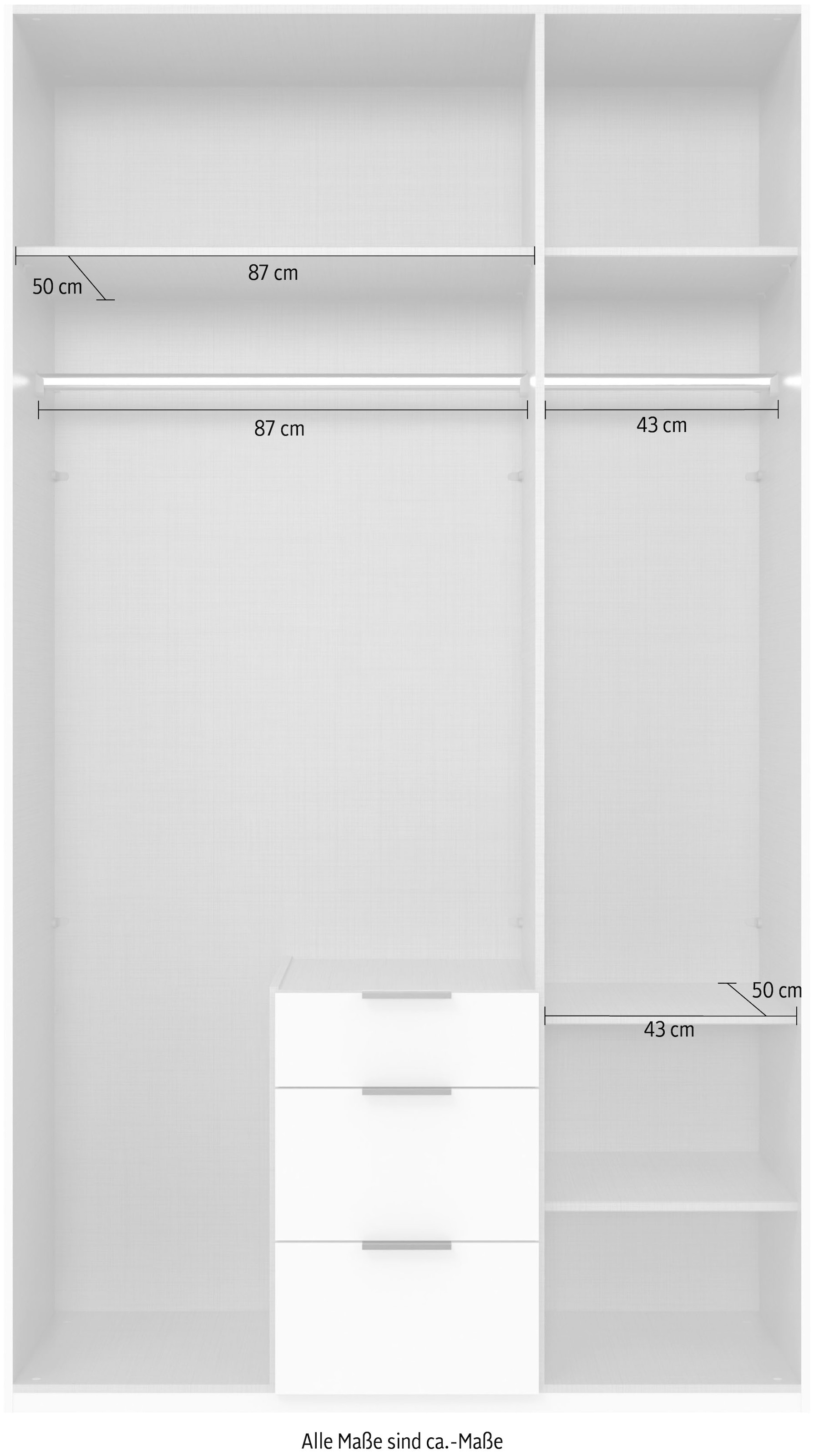 Wimex Kleiderschrank »Mugano, in vielen Breiten, 208 oder 236cm hoch, Made in Germany«, (mit langen oder kurzen Griffen aus Metall), wahlweise mit oder ohne Spiegel, mit Schubladen