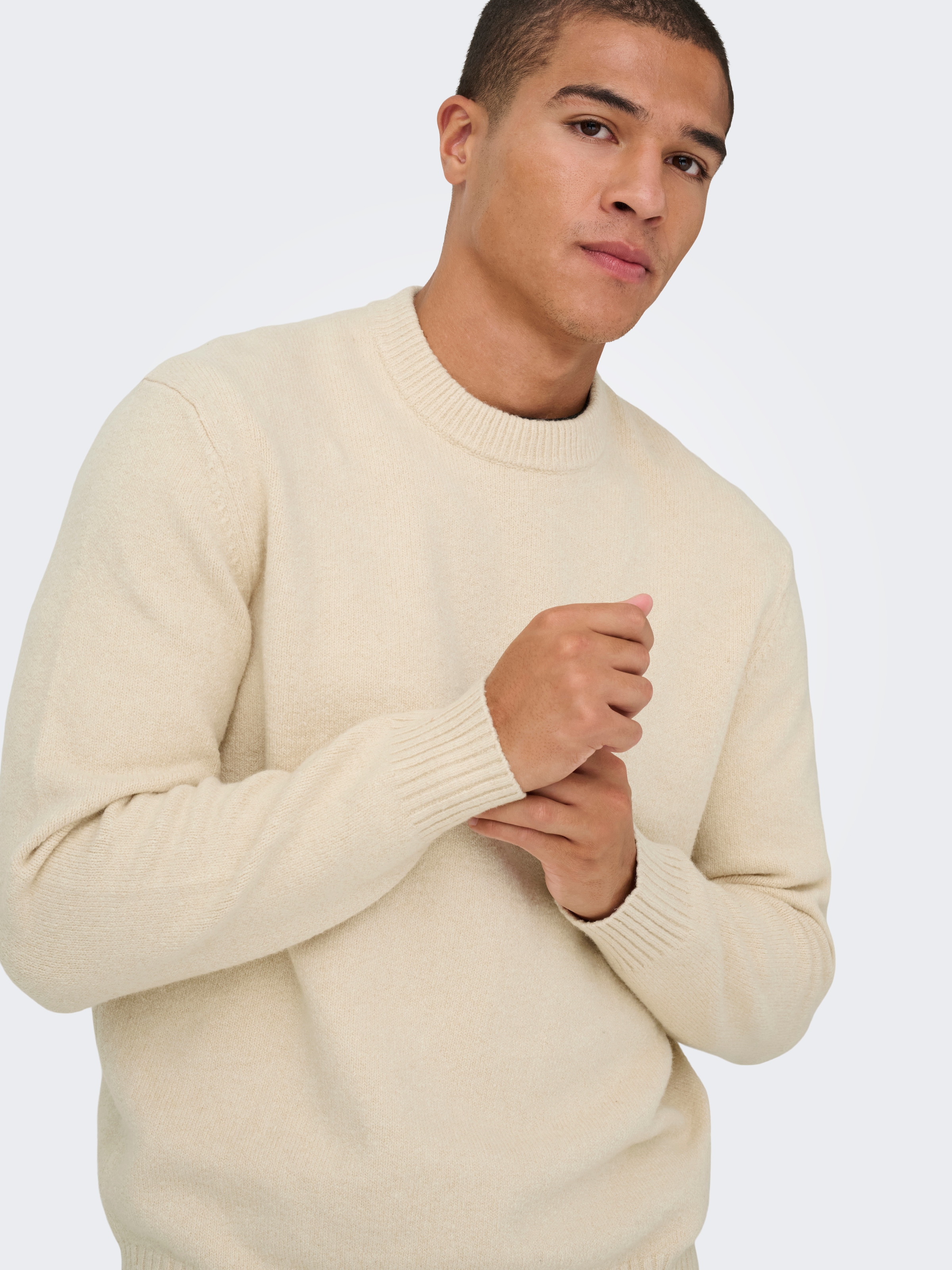 ONLY & SONS Rundhalspullover »ONSJAMES RLX CREW KNIT« Baumwollmischung, relaxed fit