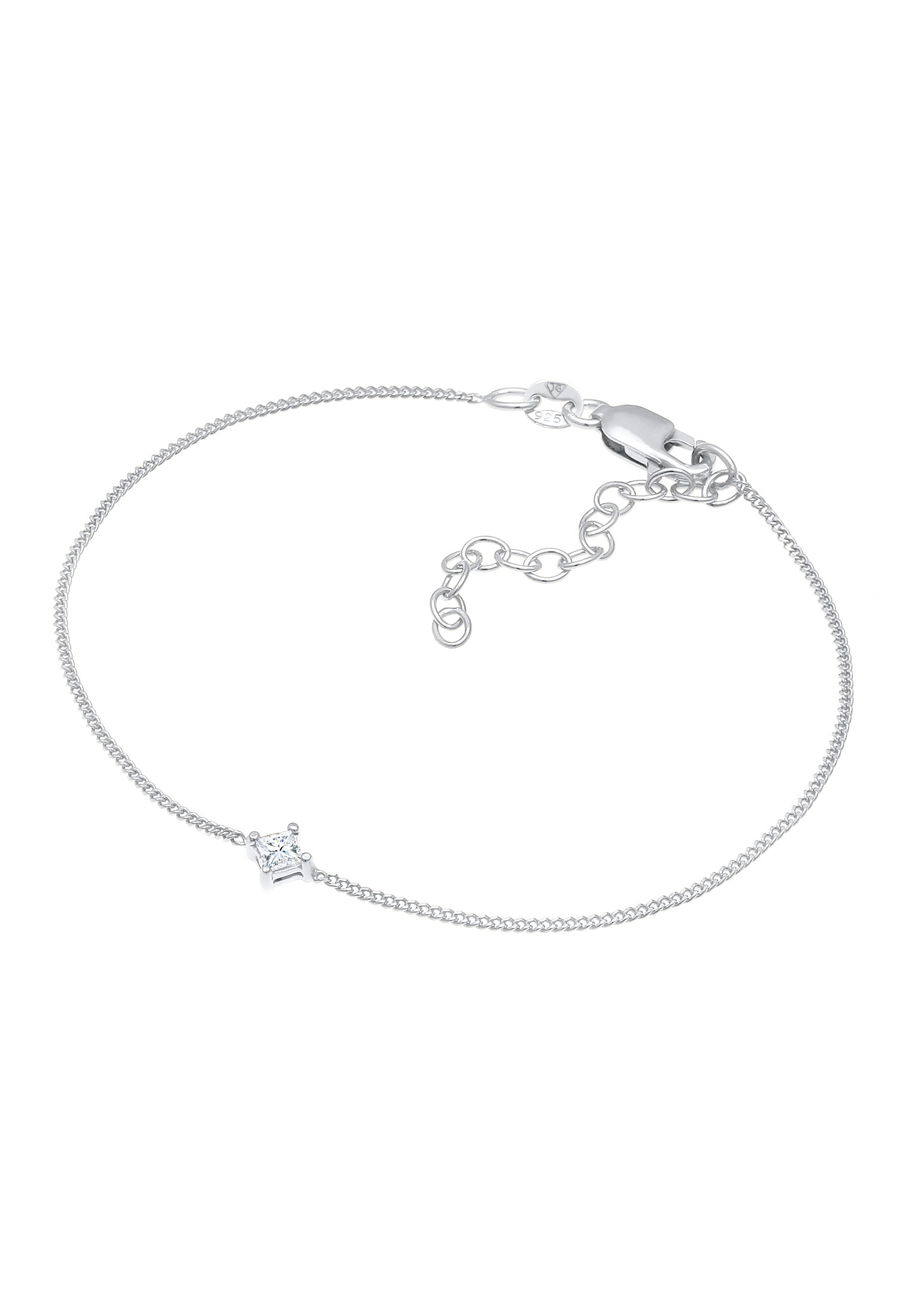 Elli DIAMONDS Armkette »Armband Solitär Viereck Diamant (0.1 ct.) 925 Silber«