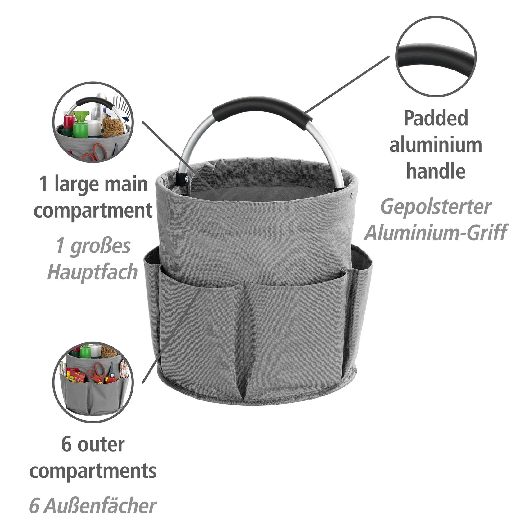 WENKO Organizer »Universal-Reinigungs-Caddy« Allzweckkorb mit 6 Außentaschen, ideal für Haushalt, Garten & Camping