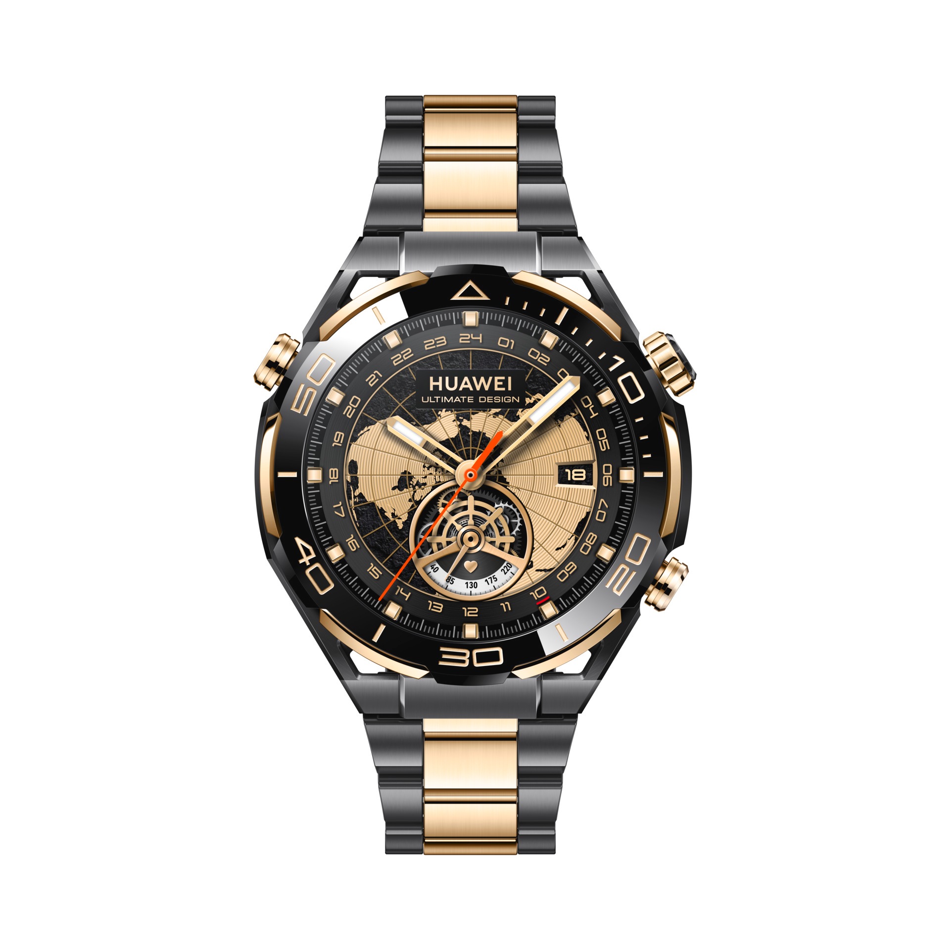 Huawei Smartwatch »WATCH ULTIMATE GOLD«, (3,81 cm / 1,5 Zoll), goldgefasste Keramiklünette, goldenes Armband aus Titanlegierung)