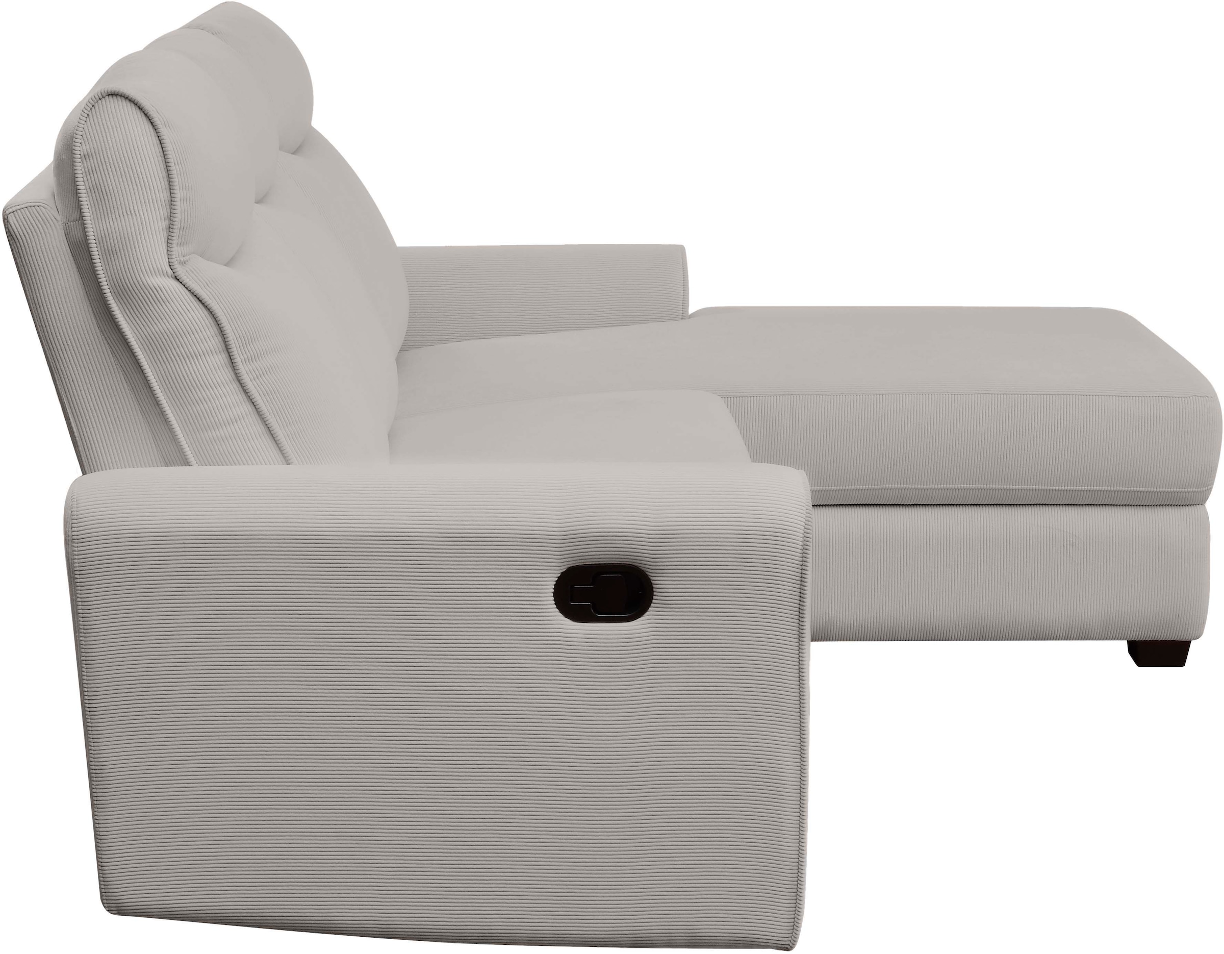 ATLANTIC home collection Ecksofa »Gero L-Form«, mit Relaxfunktion und Stauraum, mit Cord-Bezug