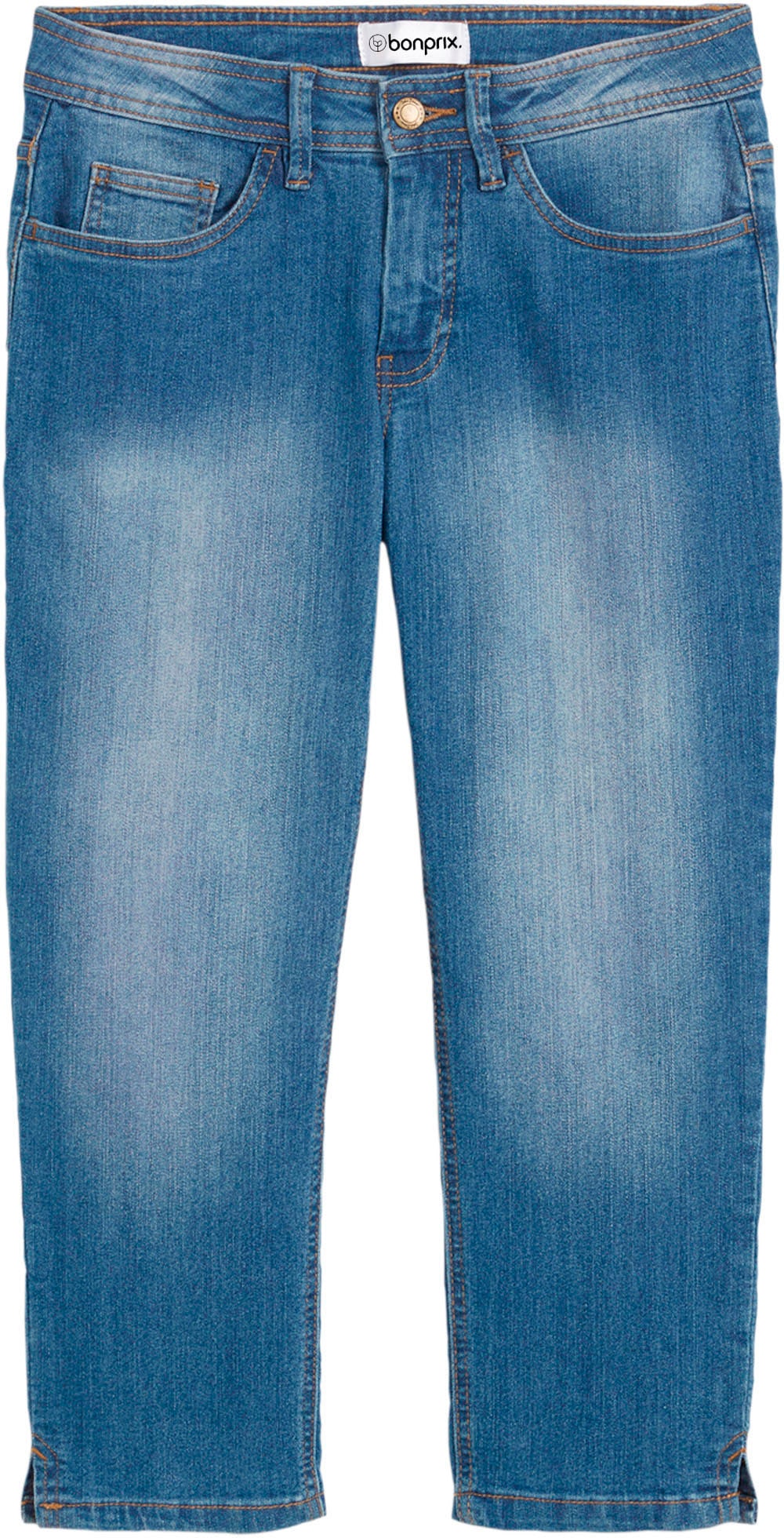 bonprix Caprijeans »Slim Fit Jeans Mid Waist, cropped« 3/4-Capri-Look, Five-Pocket Style, Regular Fit, schmale Beinform