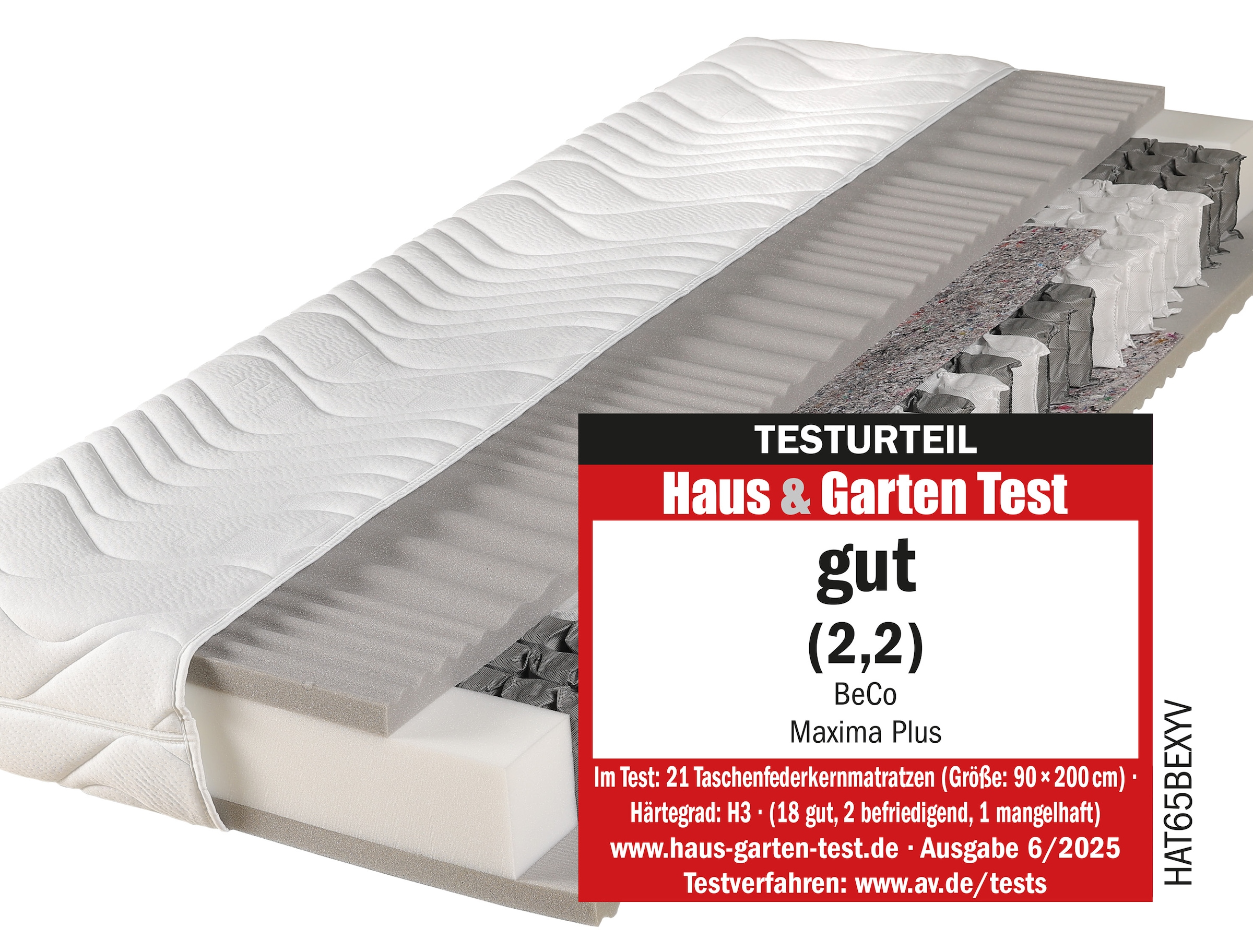 Beco Taschenfederkernmatratze "Maxima Plus, Matratze in 90x200 und vielen weiteren Größen erhältlich" Matratze, 7 Zonen, 90x200 cm in H3 von Stiftung Warentest "GUT (1,8)", Ausgabe 10/2023