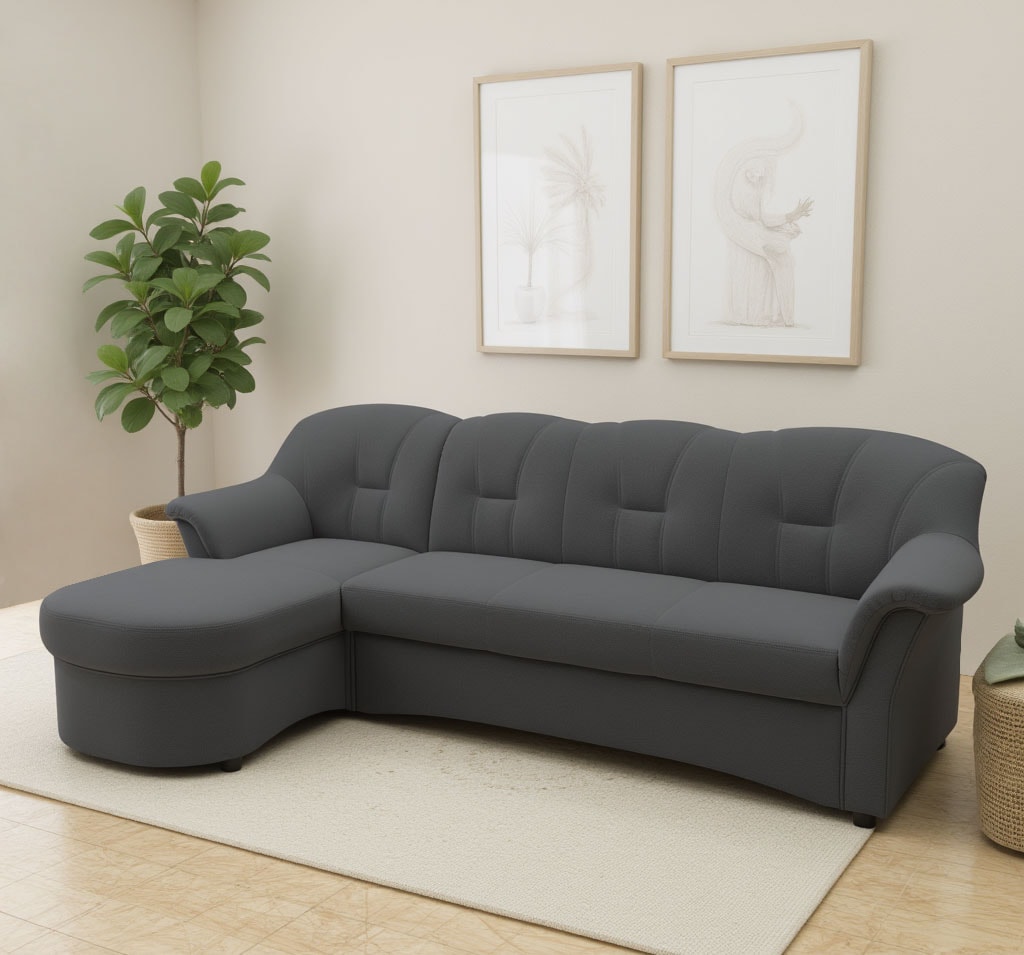 DOMO collection Ecksofa »Flores Schlafsofa, B/T/H: 233/142/86 cm, L-Form«, wahlweise mit Bettfunktion, wahlweise mit Federkern, auch in Leder